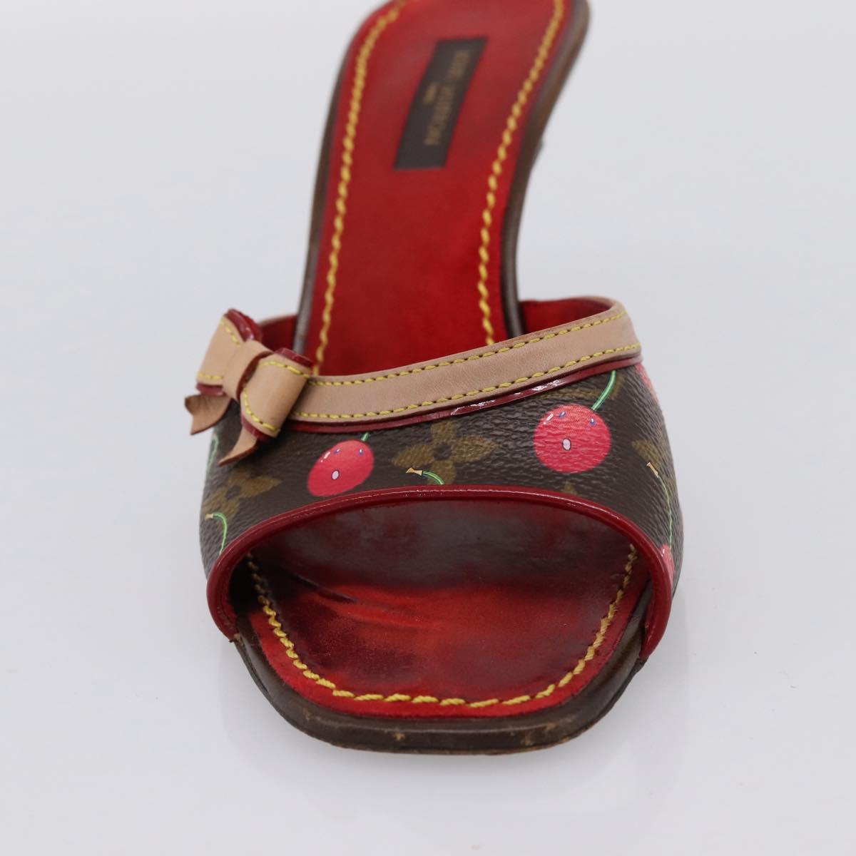 LOUIS VUITTON Monogram Cherry Mule Sandals 36 Marron LV Auth 202717