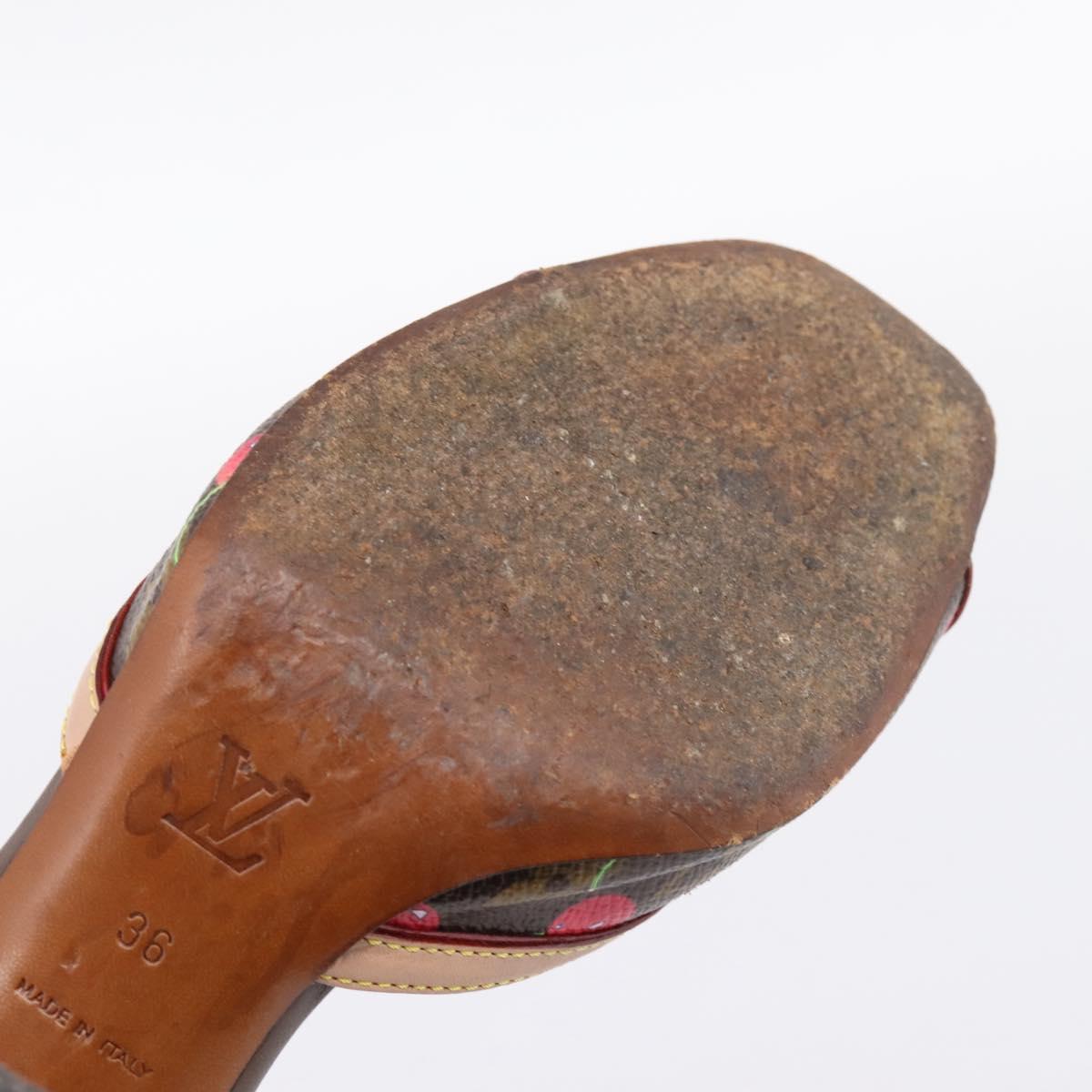 LOUIS VUITTON Monogram Cherry Mule Sandals 36 Marron LV Auth 202717