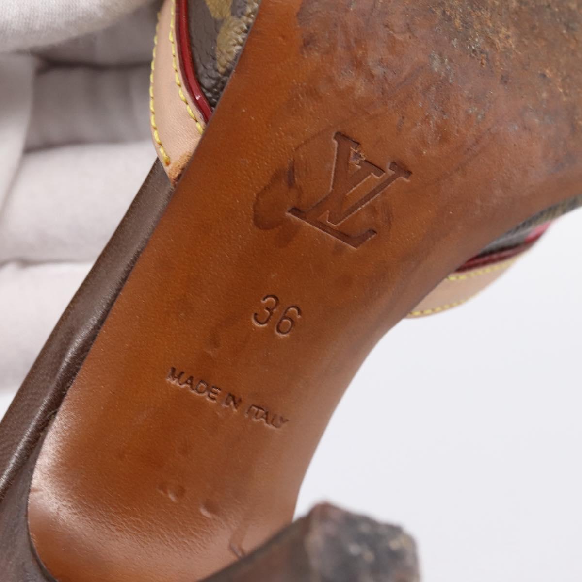 LOUIS VUITTON Monogram Cherry Mule Sandals 36 Marron LV Auth 202717