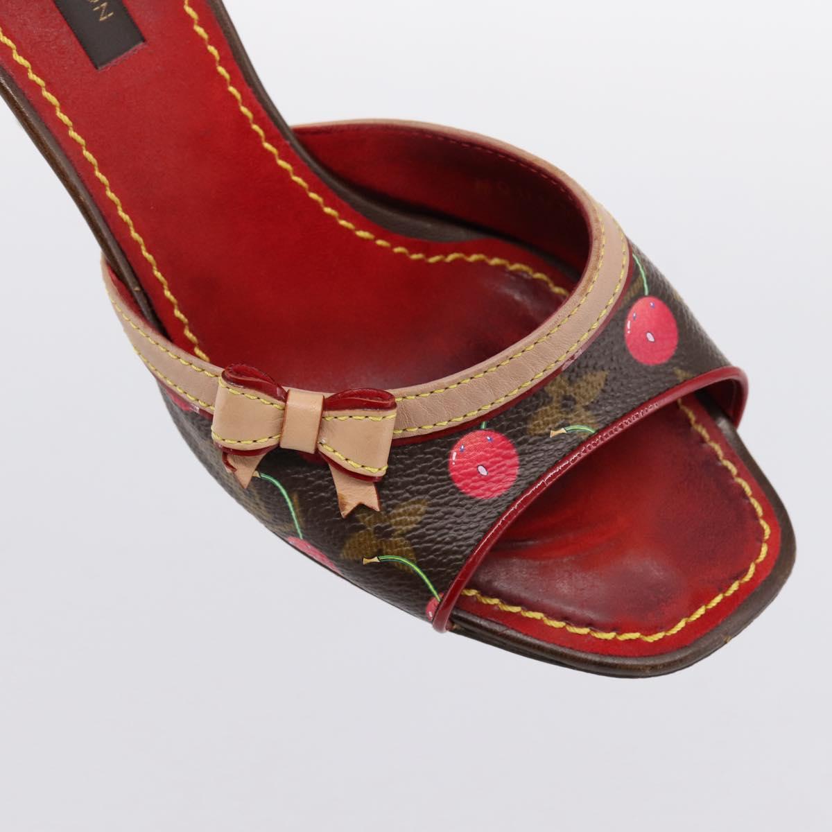 LOUIS VUITTON Monogram Cherry Mule Sandals 36 Marron LV Auth 202717