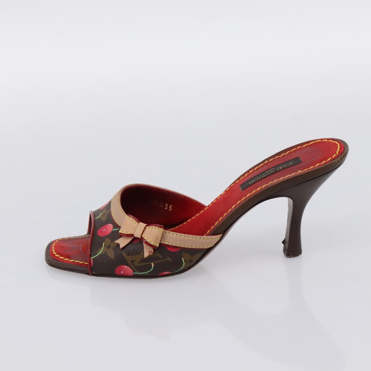 LOUIS VUITTON Monogram Cherry Mule Sandals 36 Marron LV Auth 202717
