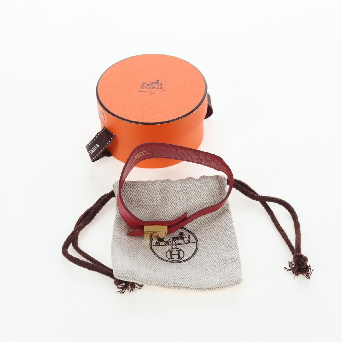HERMES Artemis Bracelet Leather Red Auth 202720M