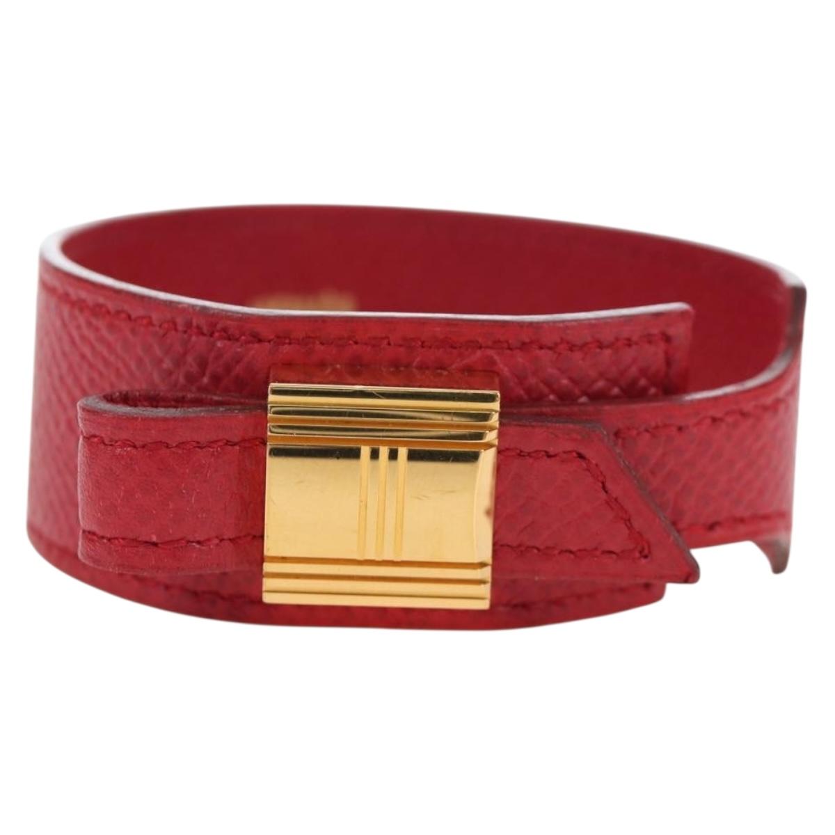 HERMES Artemis Bracelet Leather Red Auth 202720M