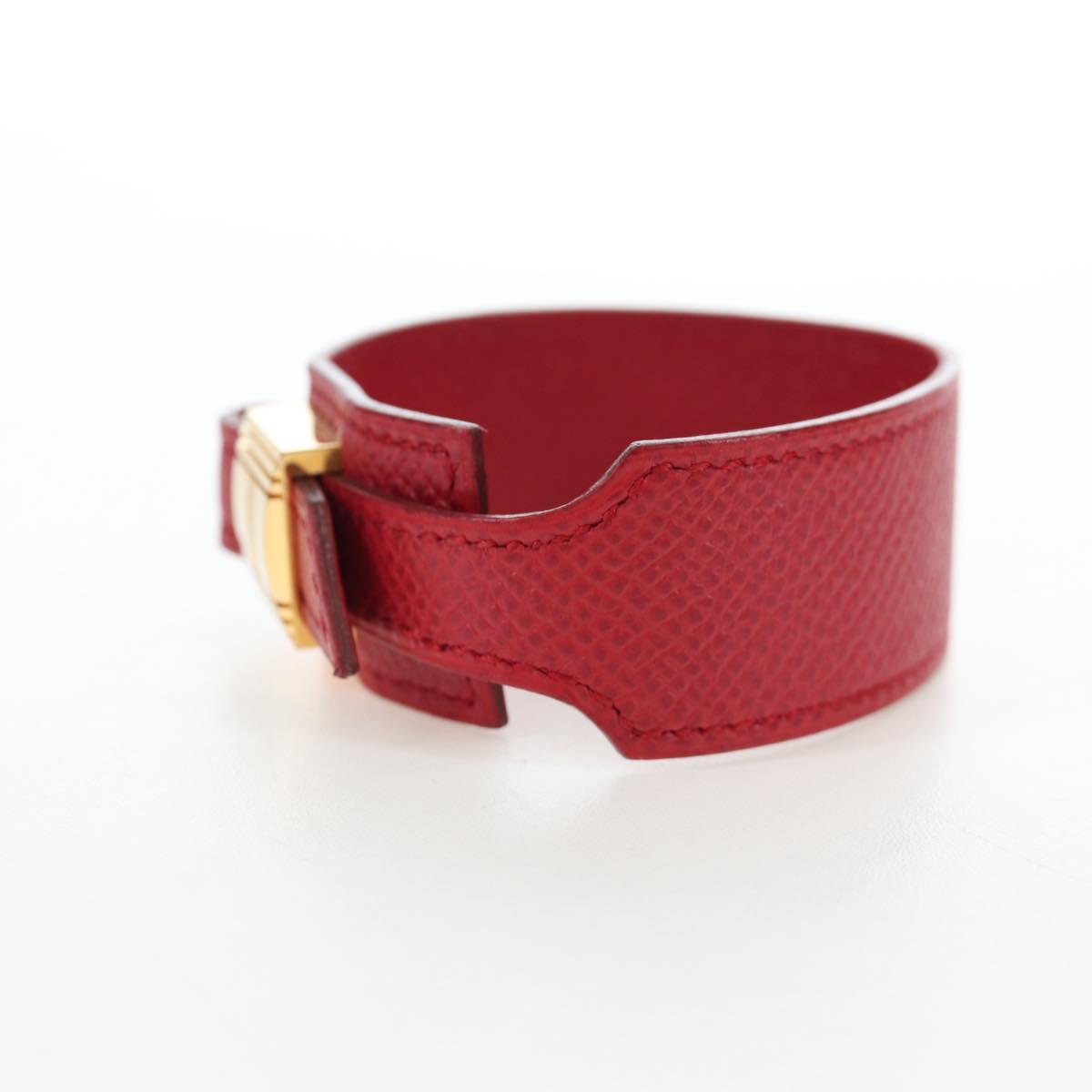 HERMES Artemis Bracelet Leather Red Auth 202720M