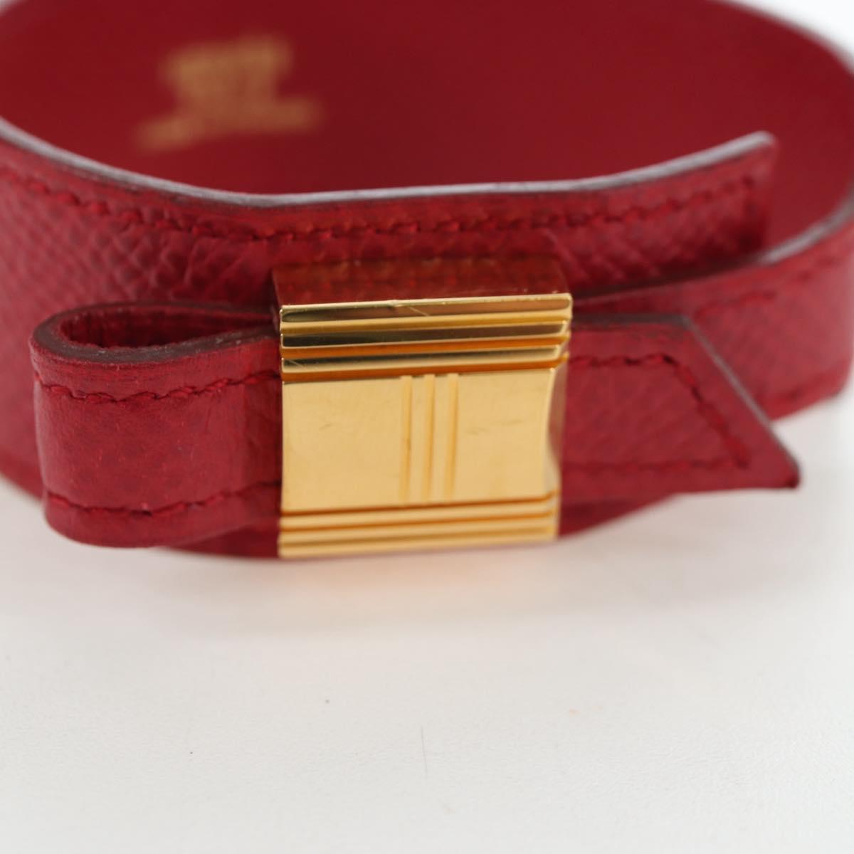 HERMES Artemis Bracelet Leather Red Auth 202720M