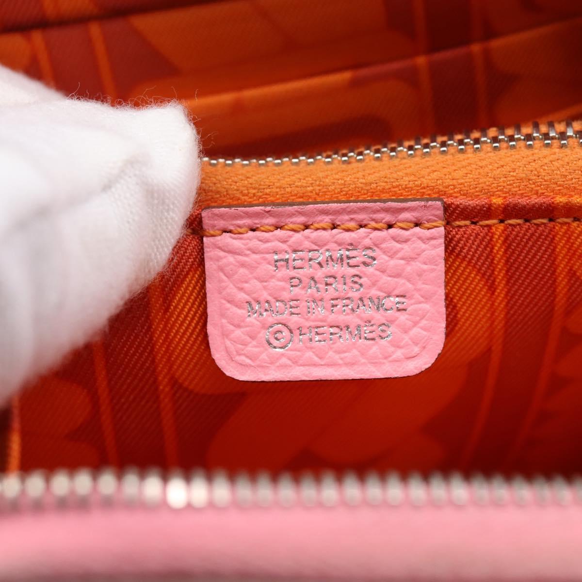 HERMES Azap Silk In Wallet Leather Pink Silver Auth 202722