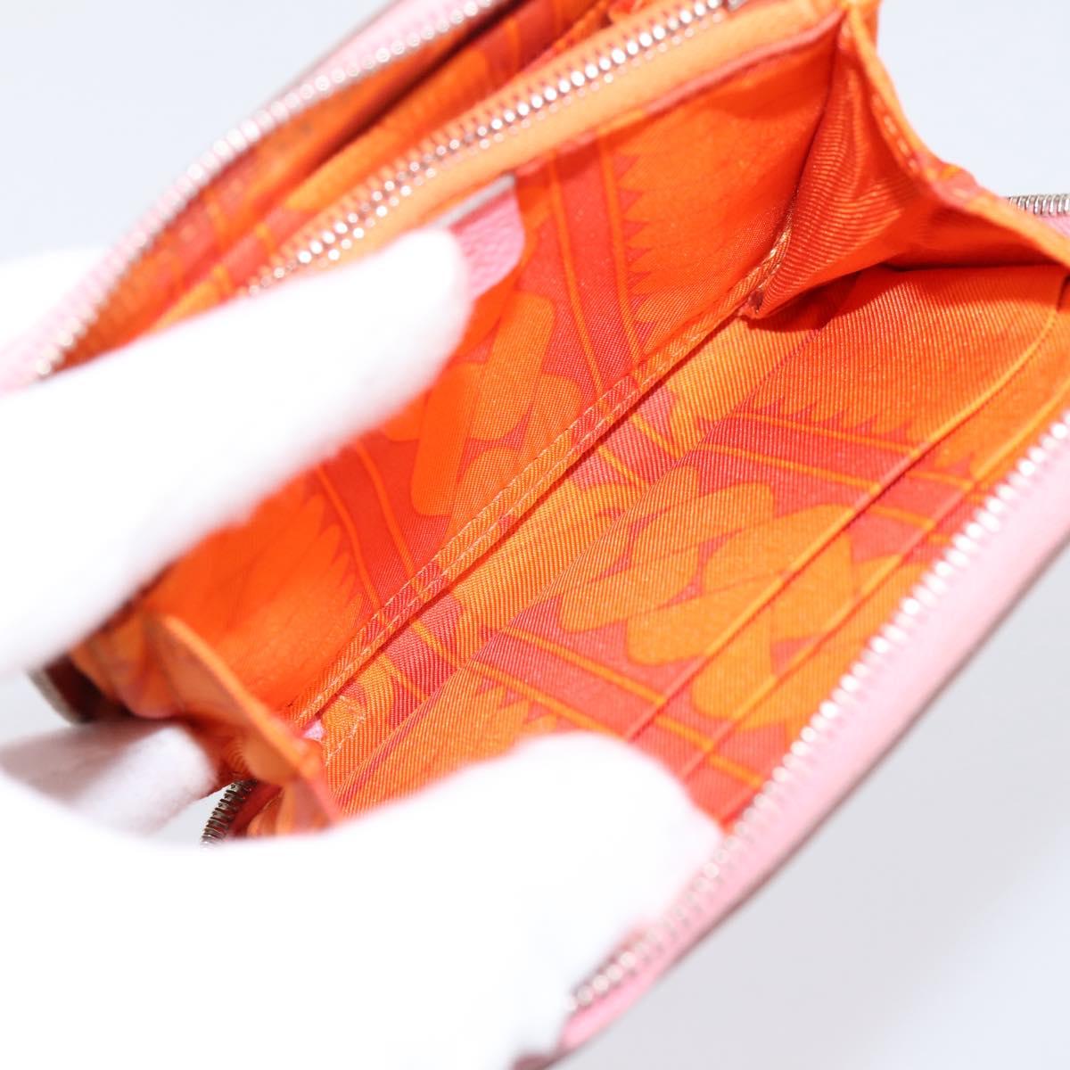 HERMES Azap Silk In Wallet Leather Pink Silver Auth 202722