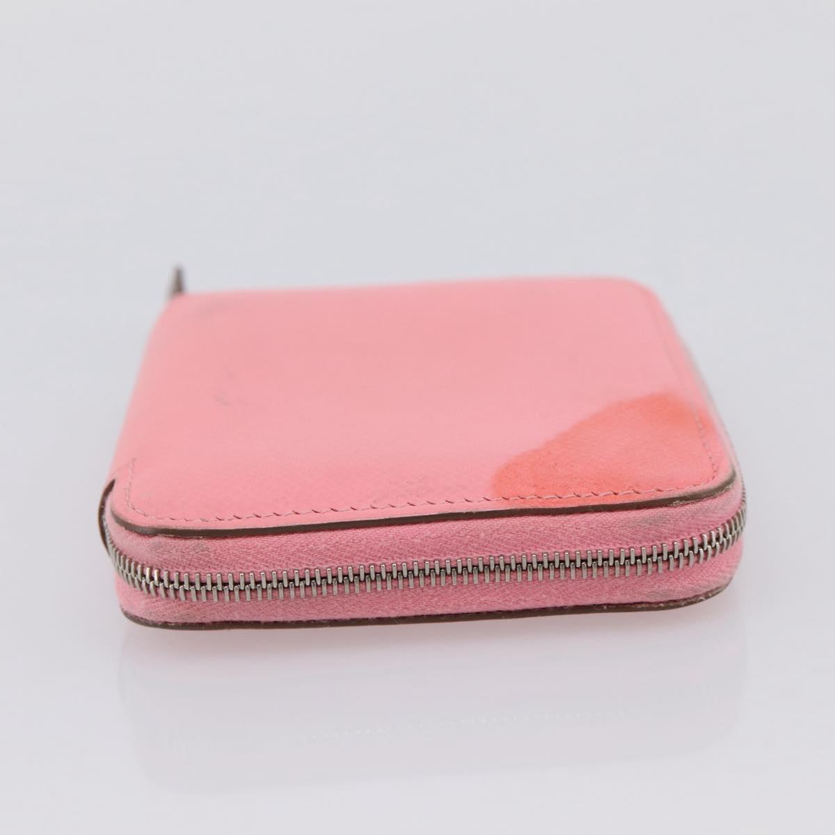 HERMES Azap Silk In Wallet Leather Pink Silver Auth 202722