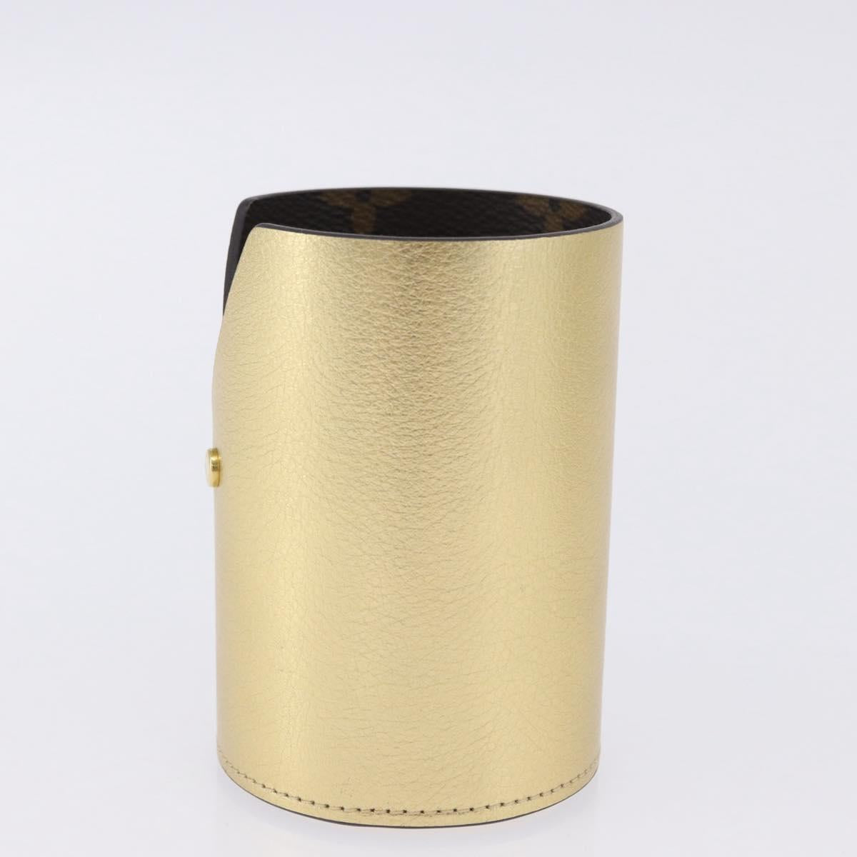 LOUIS VUITTON Monogram Pocrayon Gaston Pen Case Gold LV Auth 202723A
