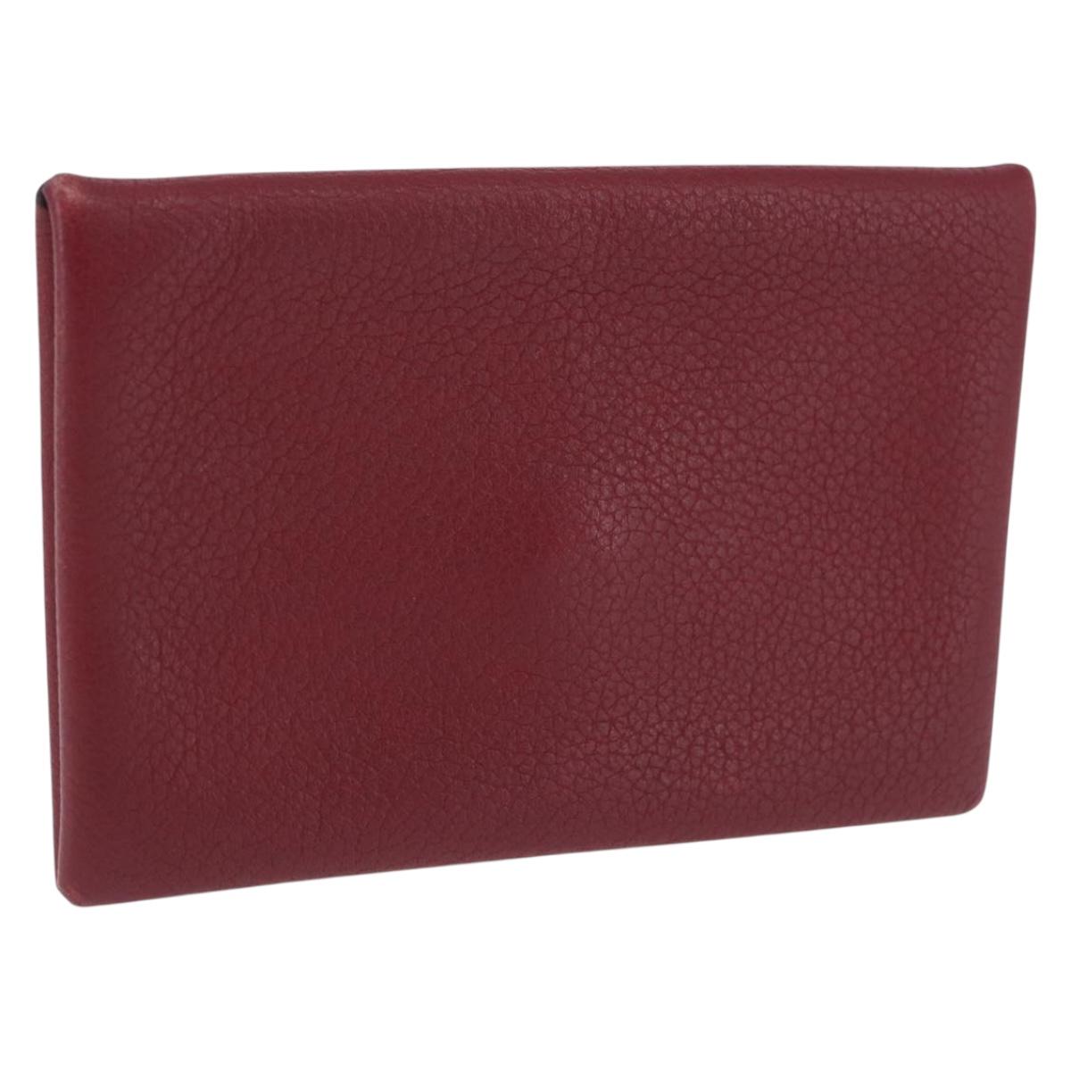HERMES Calvi Card Case Leather Red Auth 202724M
