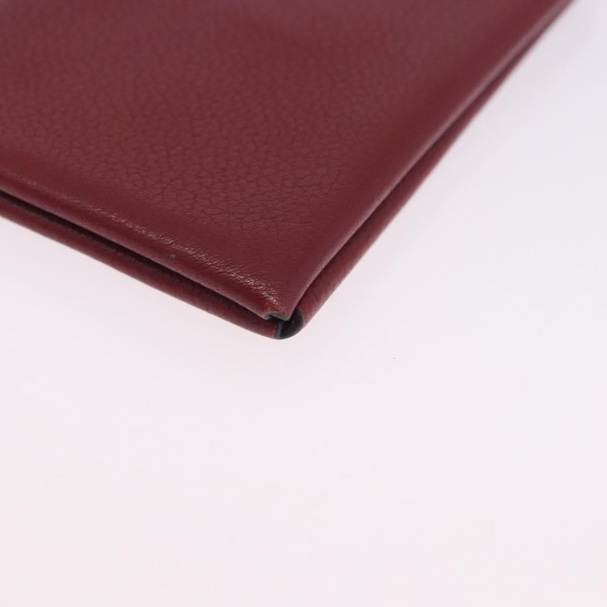HERMES Calvi Card Case Leather Red Auth 202724M