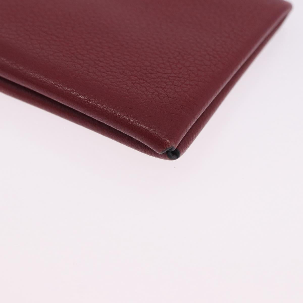 HERMES Calvi Card Case Leather Red Auth 202724M