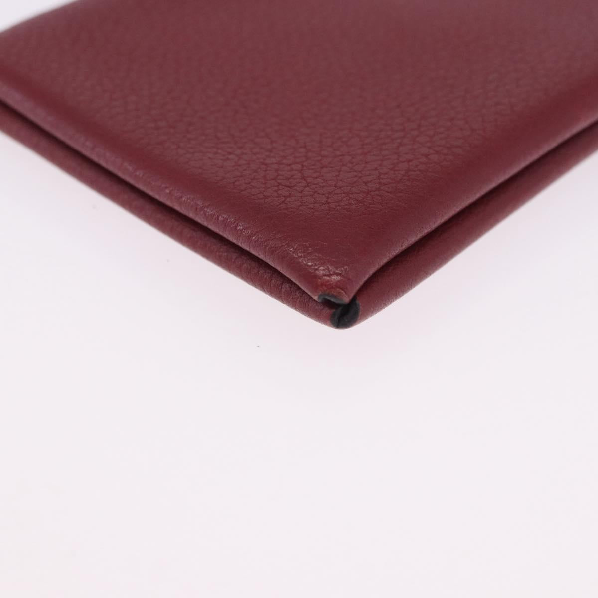 HERMES Calvi Card Case Leather Red Auth 202724M
