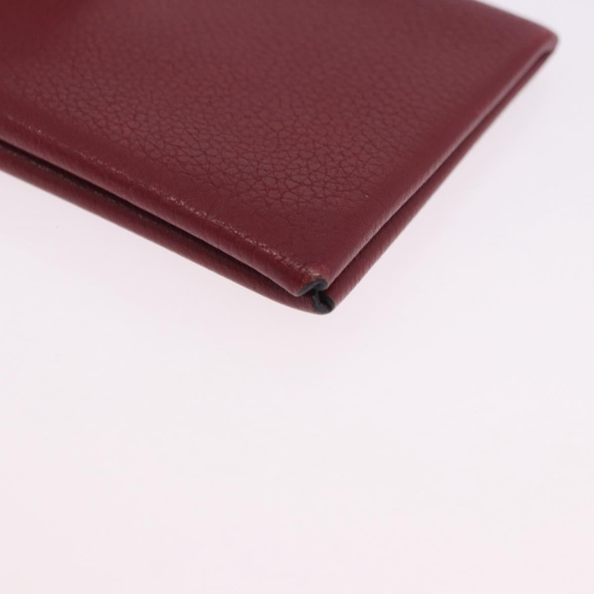 HERMES Calvi Card Case Leather Red Auth 202724M