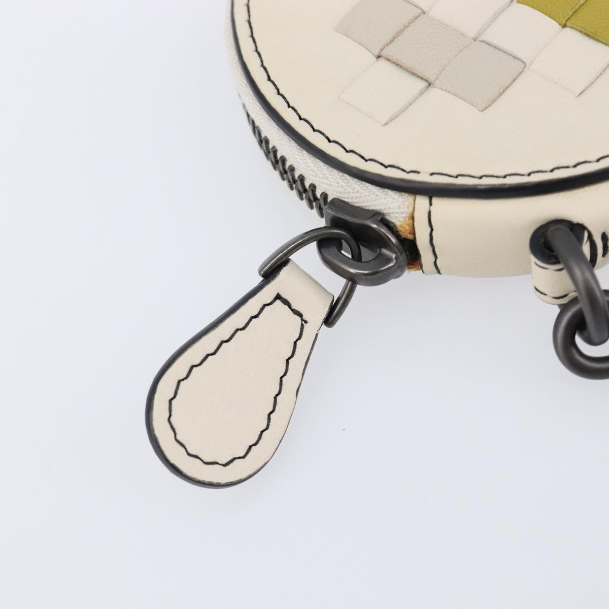 BOTTEGA VENETA INTRECCIATO Coin Purse Leather Ivory Auth 202725A