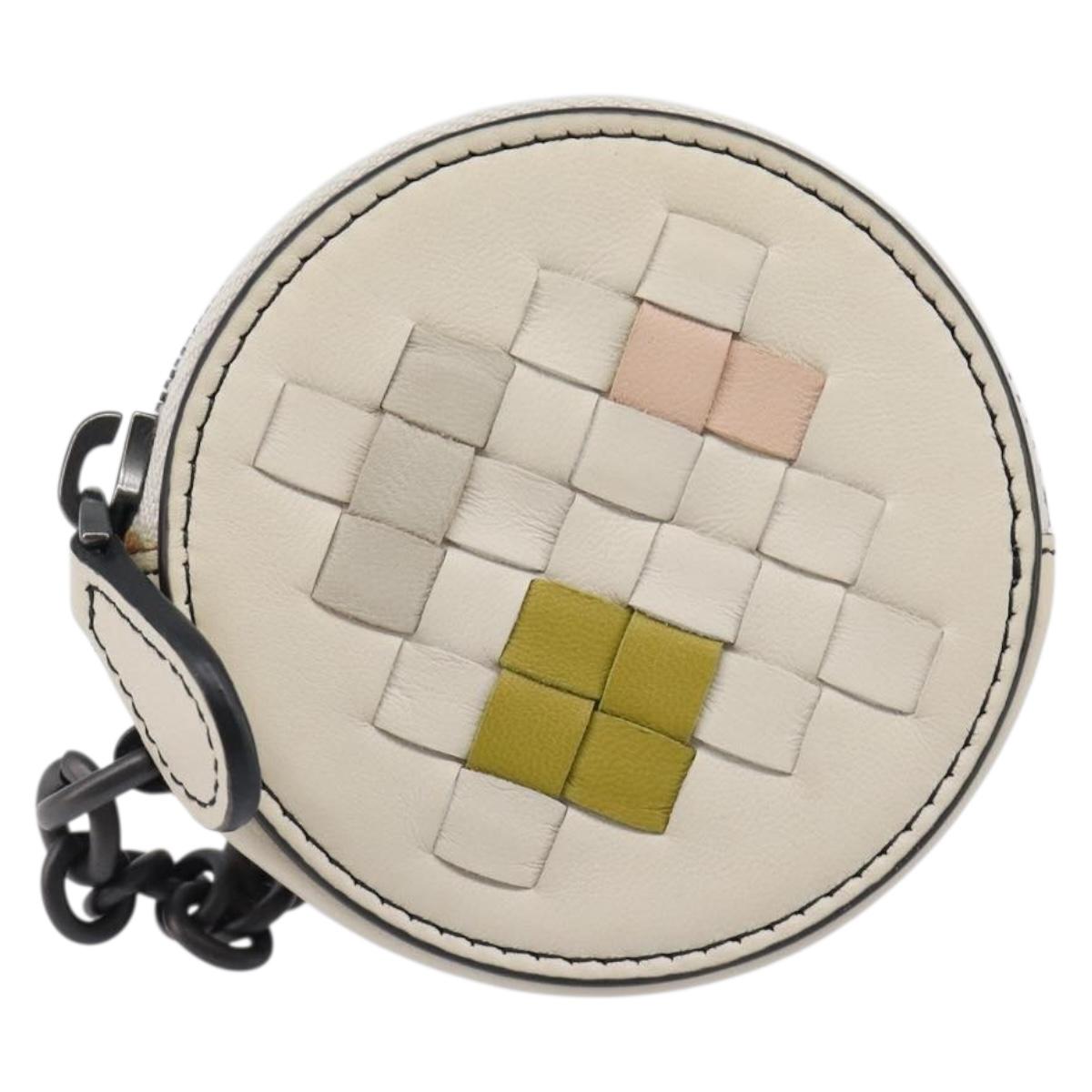 BOTTEGA VENETA INTRECCIATO Coin Purse Leather Ivory Auth 202725A