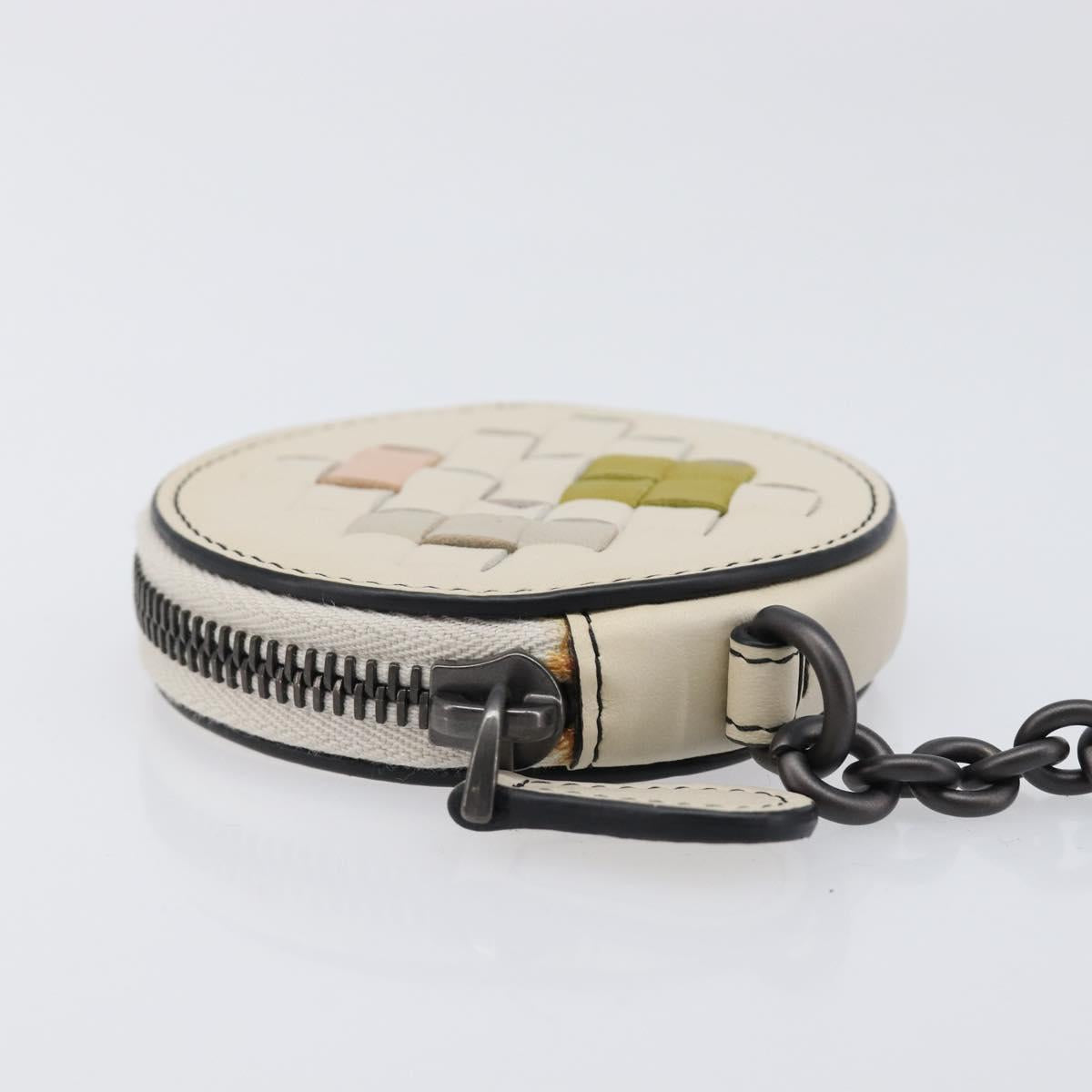 BOTTEGA VENETA INTRECCIATO Coin Purse Leather Ivory Auth 202725A