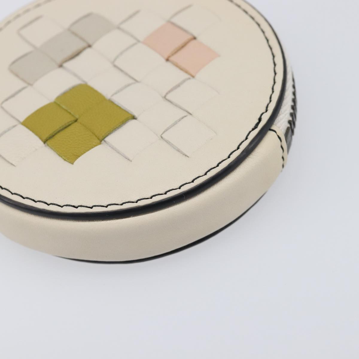 BOTTEGA VENETA INTRECCIATO Coin Purse Leather Ivory Auth 202725A