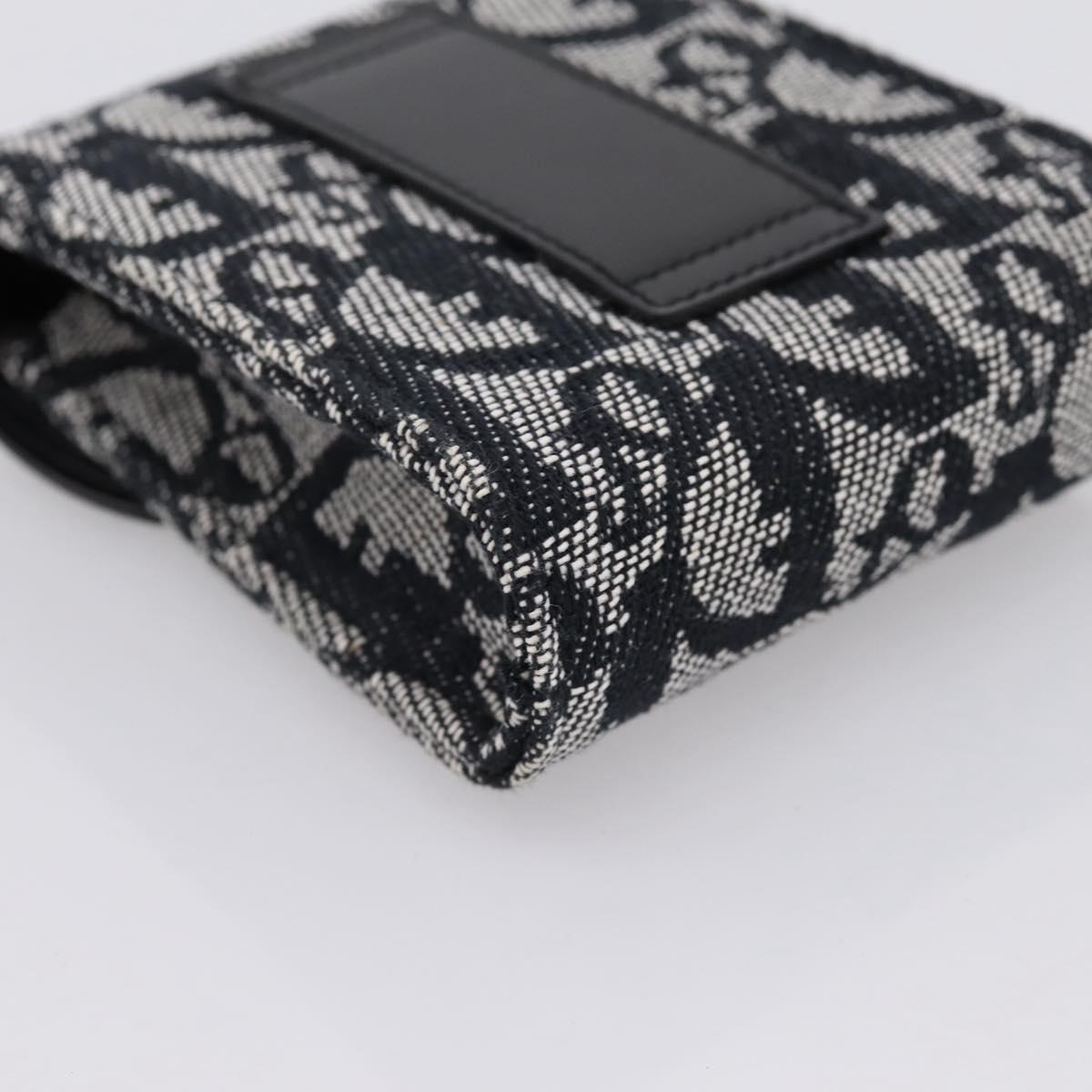 Christian Dior Trotter Canvas Saddle Pouch Gray Silver Auth 202727V