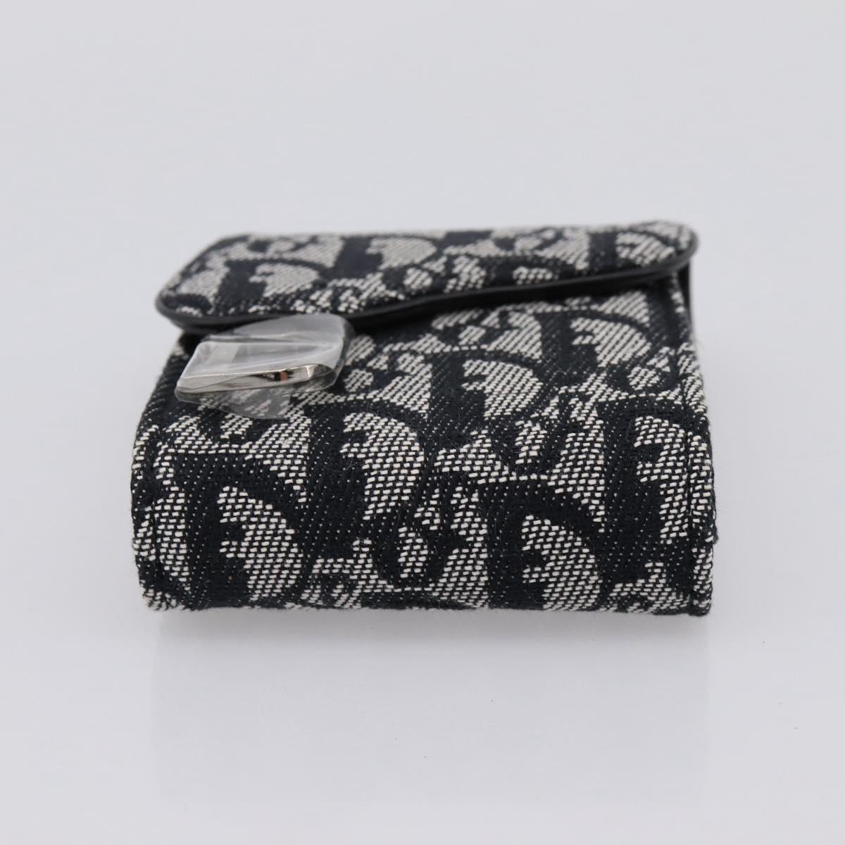 Christian Dior Trotter Canvas Saddle Pouch Gray Silver Auth 202727V