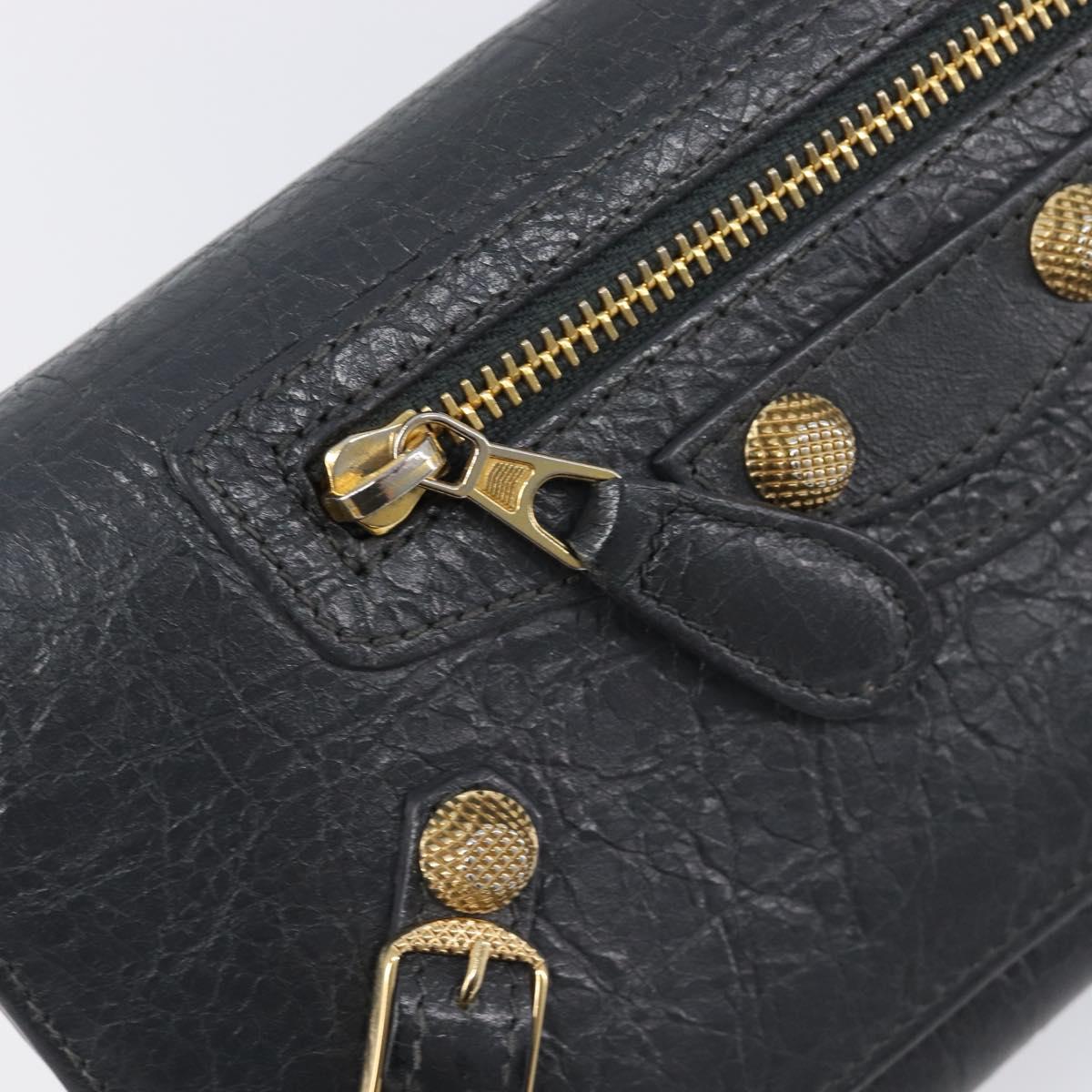 BALENCIAGA Classic Continental Zip Wallet Leather Gray Gold 253054 Auth 202730A