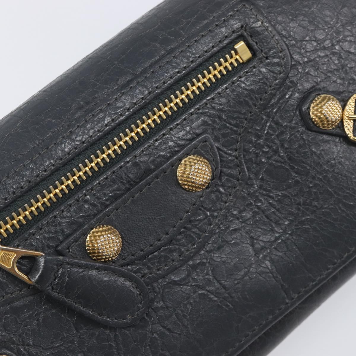 BALENCIAGA Classic Continental Zip Wallet Leather Gray Gold 253054 Auth 202730A