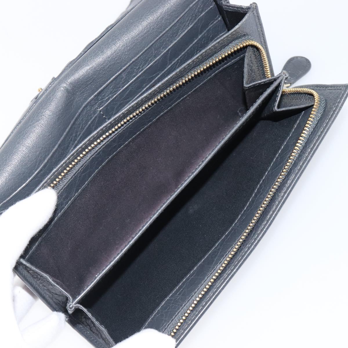 BALENCIAGA Classic Continental Zip Wallet Leather Gray Gold 253054 Auth 202730A