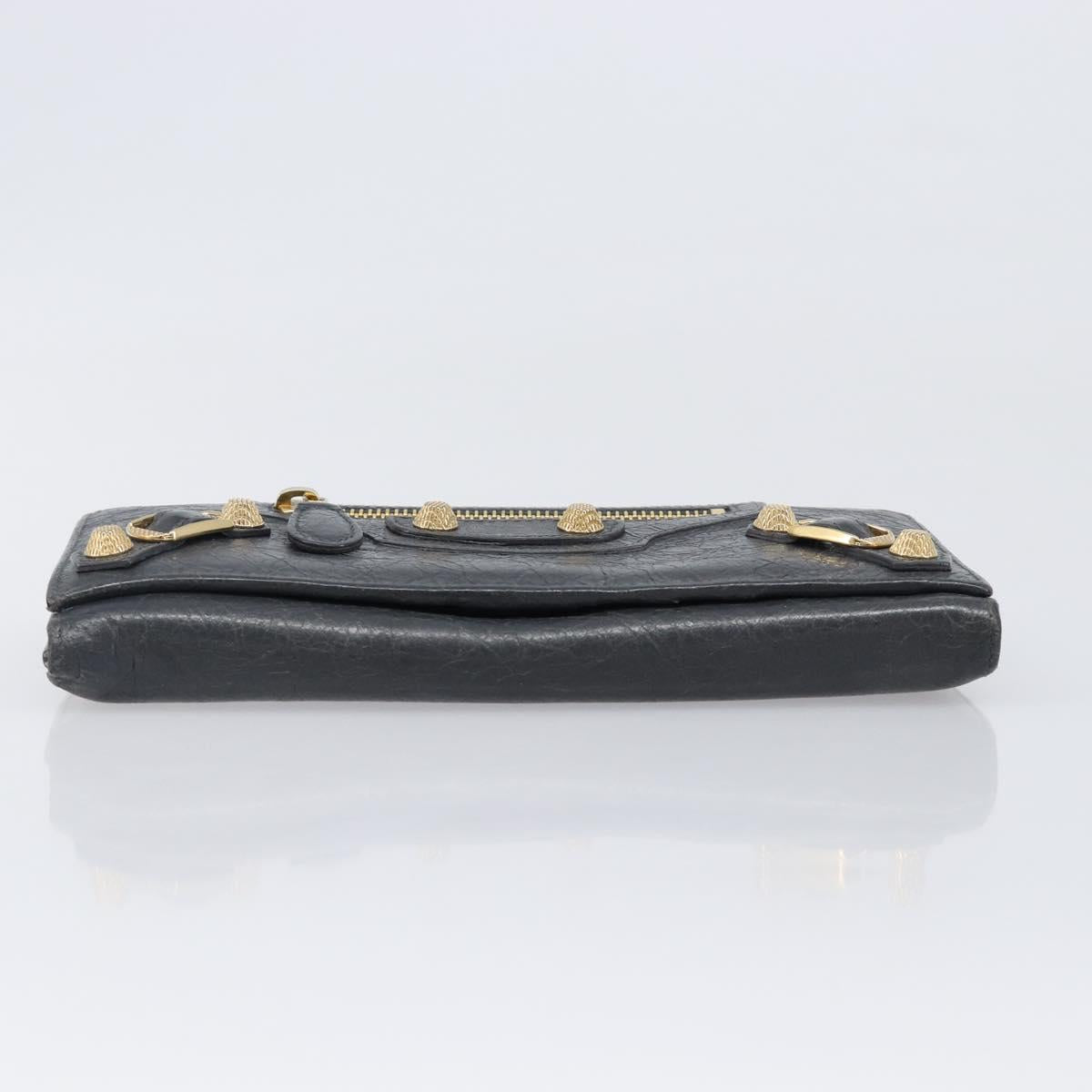 BALENCIAGA Classic Continental Zip Wallet Leather Gray Gold 253054 Auth 202730A