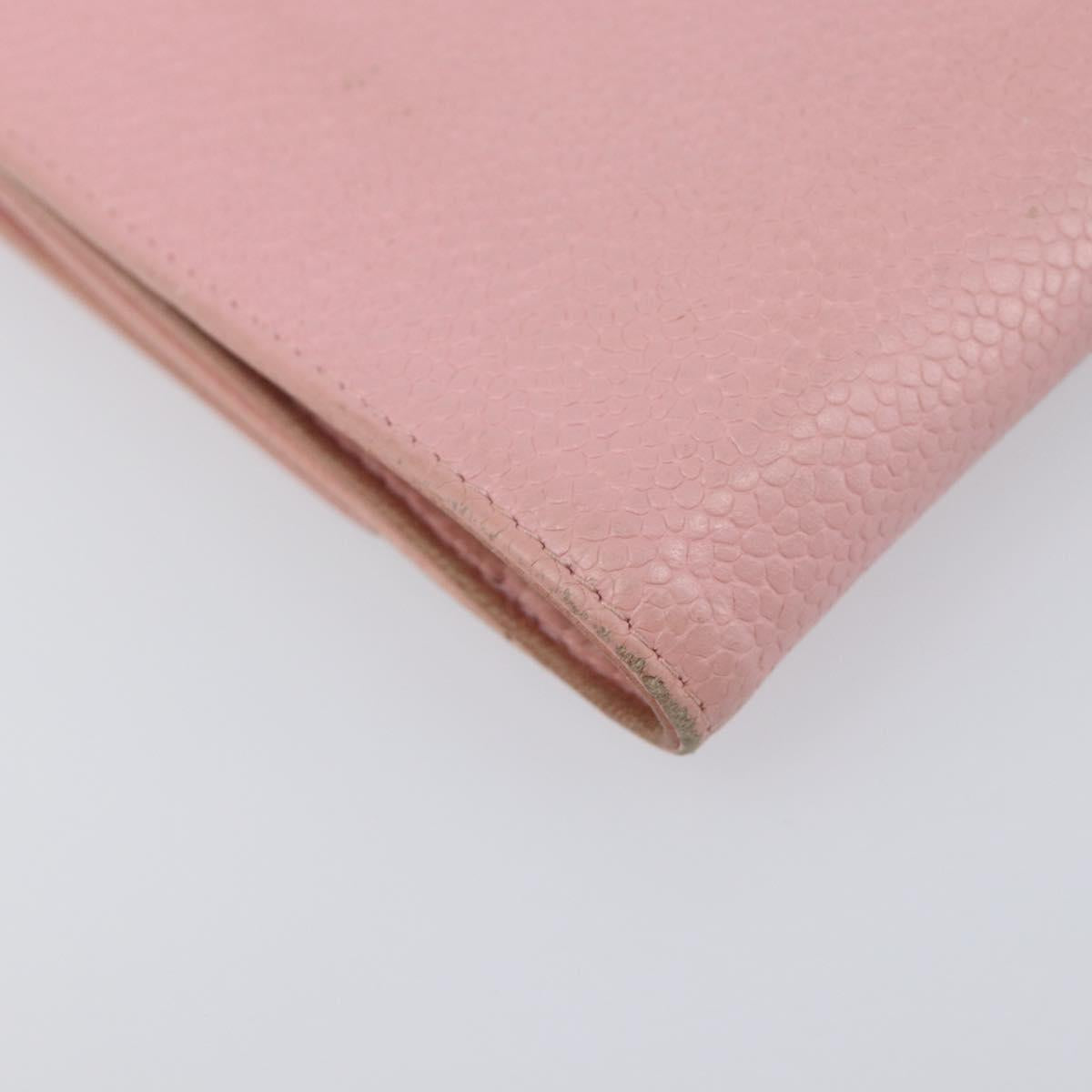 CHANEL Wallet Caviar Skin Pink Gold CC Auth 202731