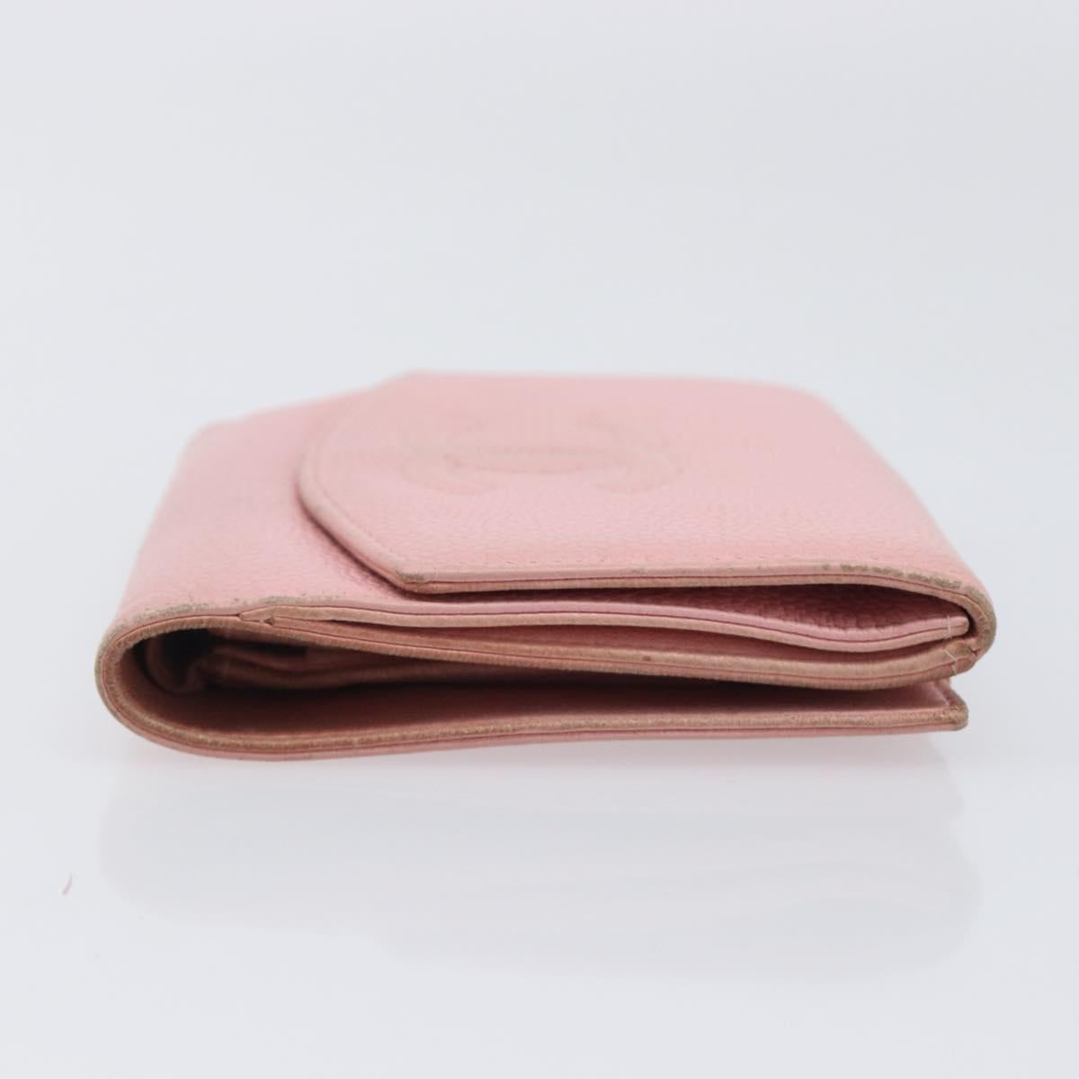 CHANEL Wallet Caviar Skin Pink Gold CC Auth 202731