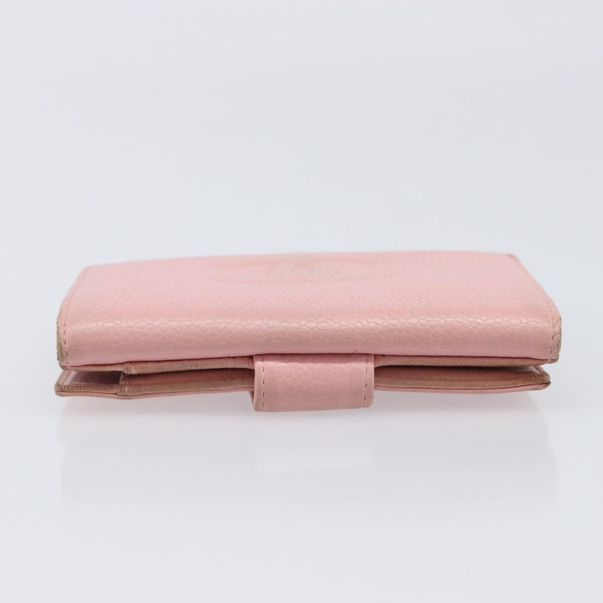 CHANEL Wallet Caviar Skin Pink Gold CC Auth 202731