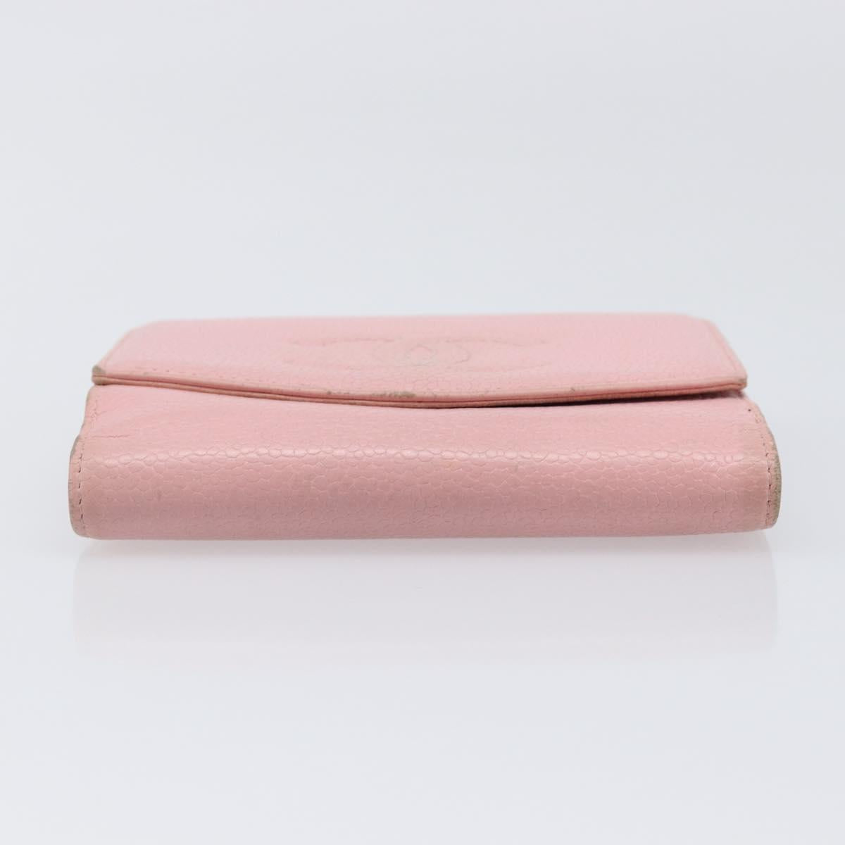 CHANEL Wallet Caviar Skin Pink Gold CC Auth 202731