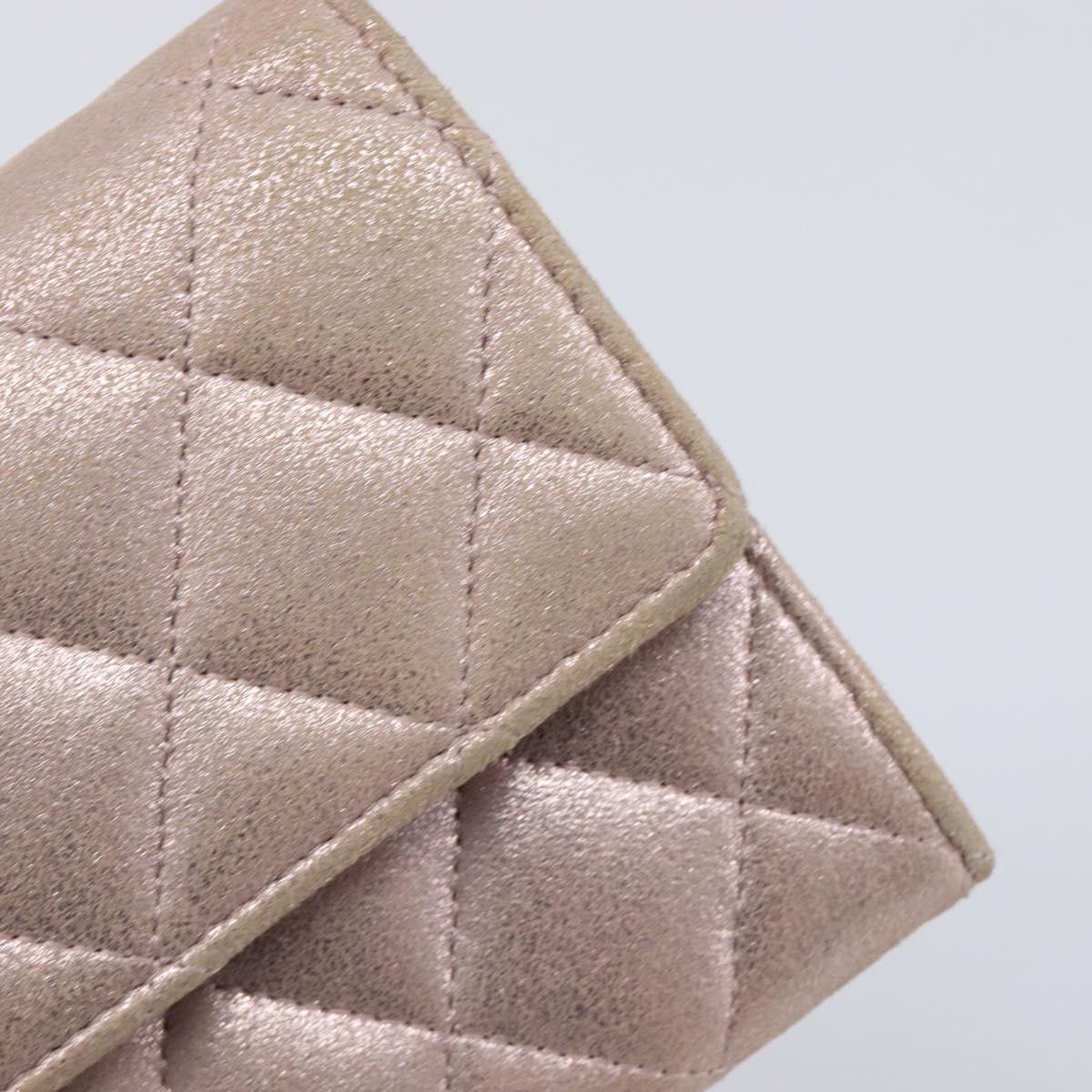 CHANEL Matelasse Wallet Canvas Pink Silver CC Auth 202732