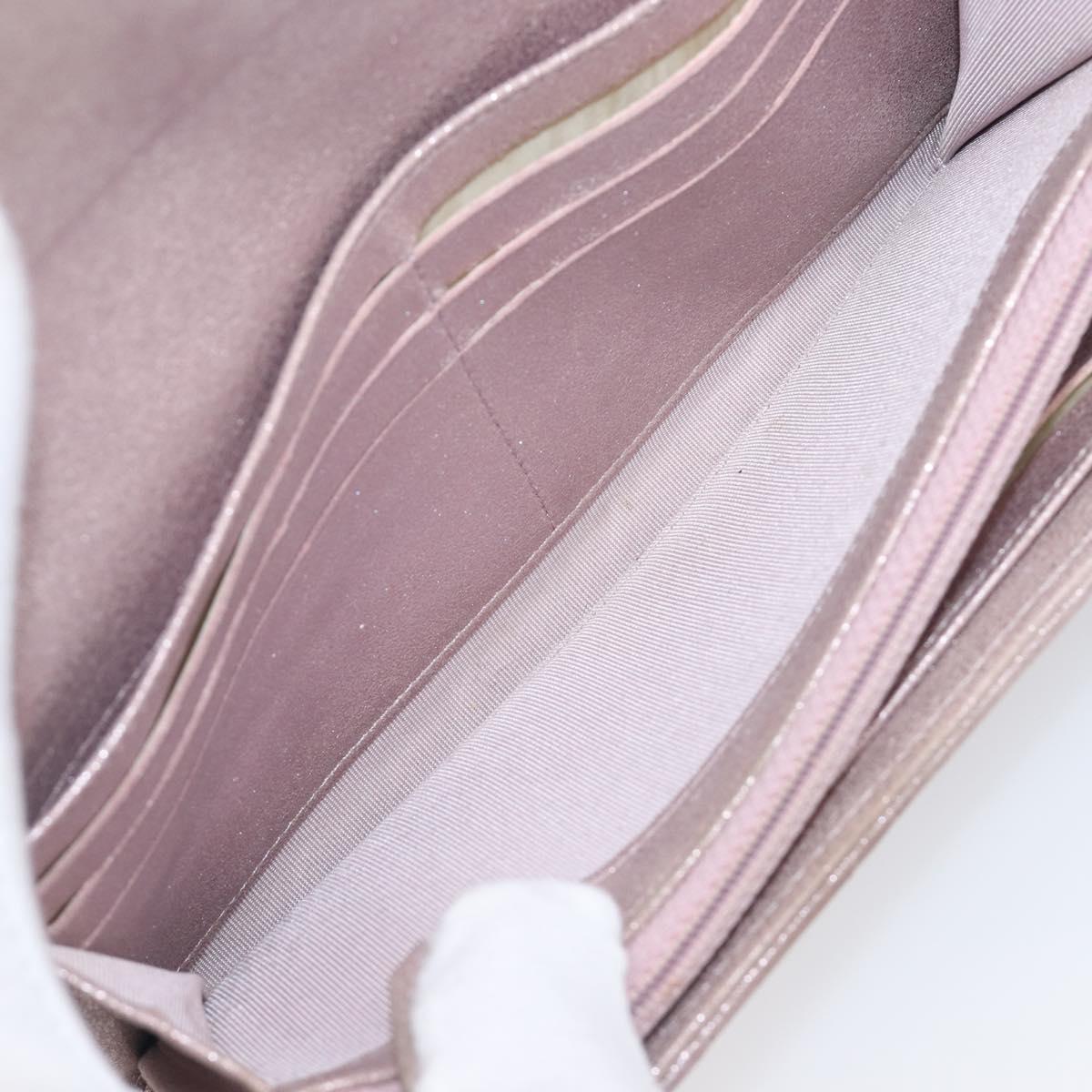 CHANEL Matelasse Wallet Canvas Pink Silver CC Auth 202732