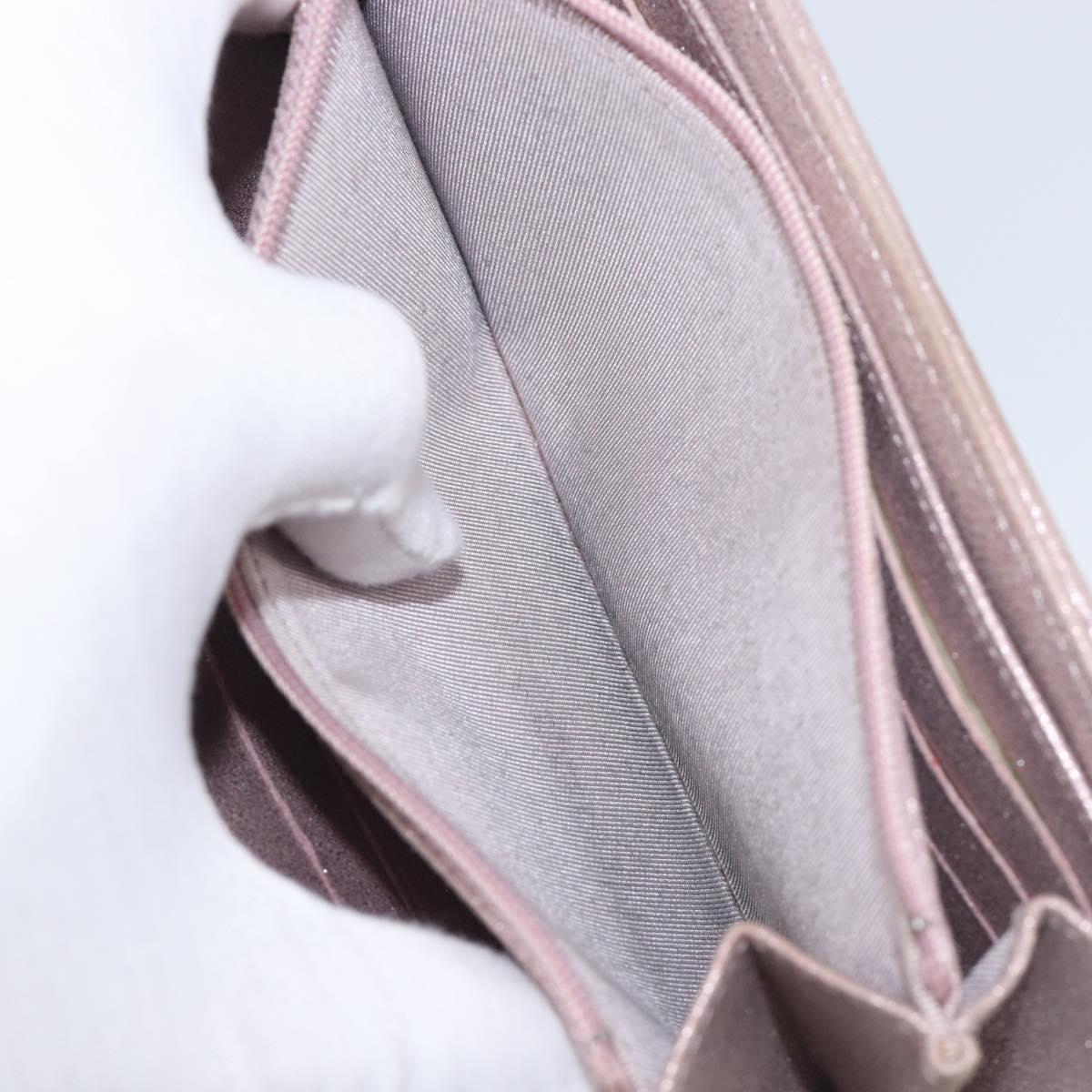 CHANEL Matelasse Wallet Canvas Pink Silver CC Auth 202732