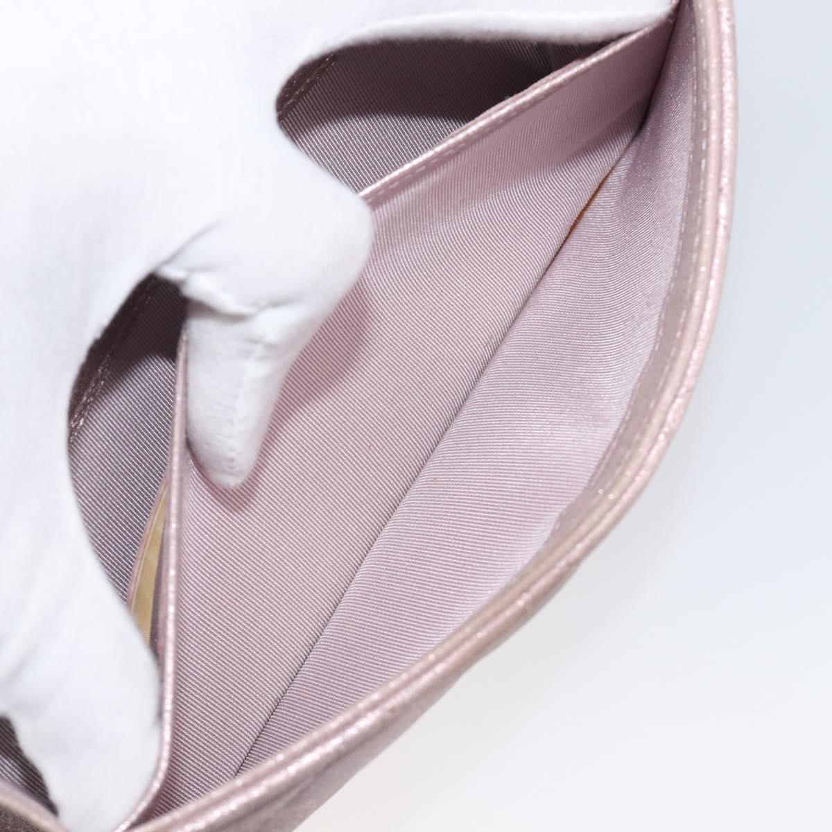 CHANEL Matelasse Wallet Canvas Pink Silver CC Auth 202732