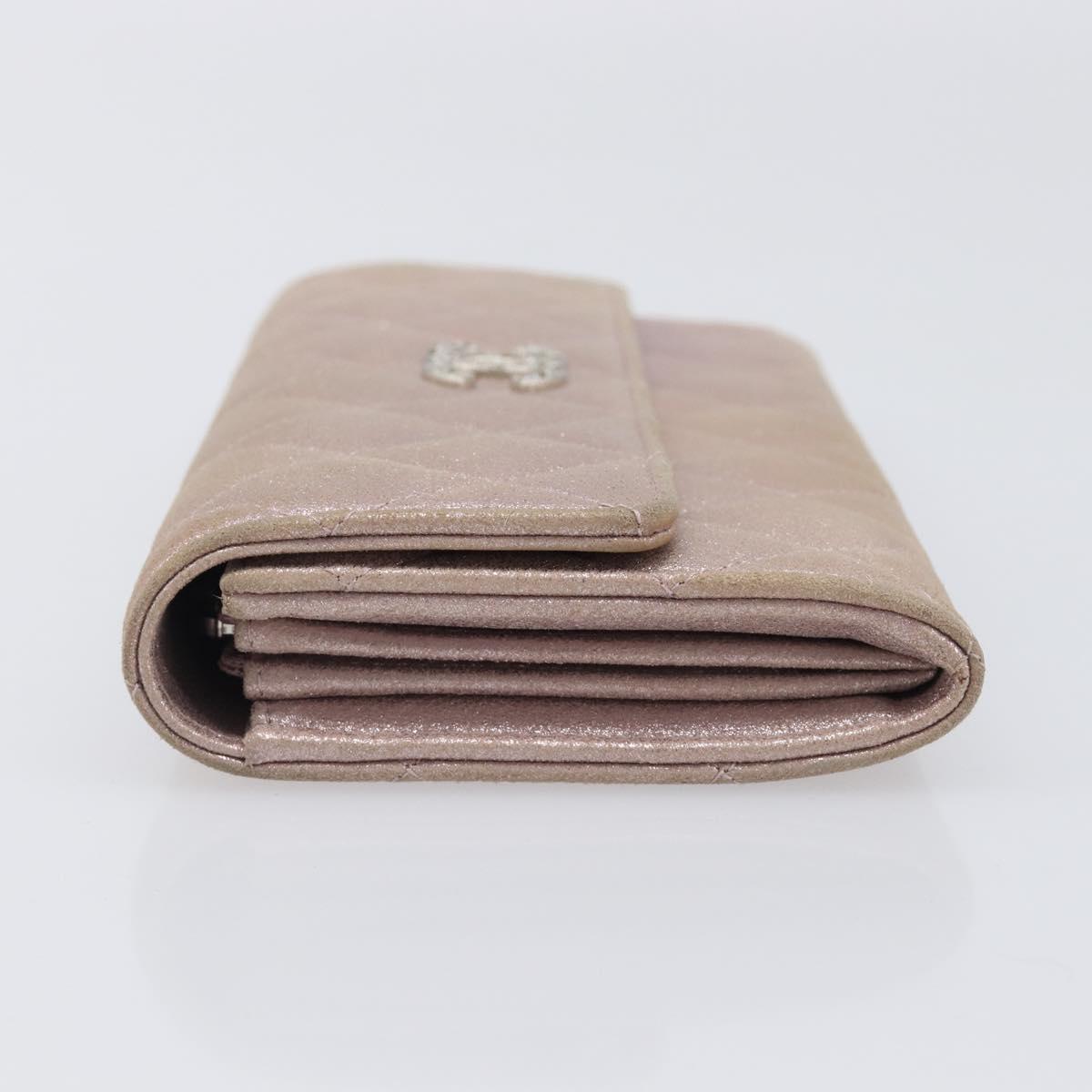 CHANEL Matelasse Wallet Canvas Pink Silver CC Auth 202732