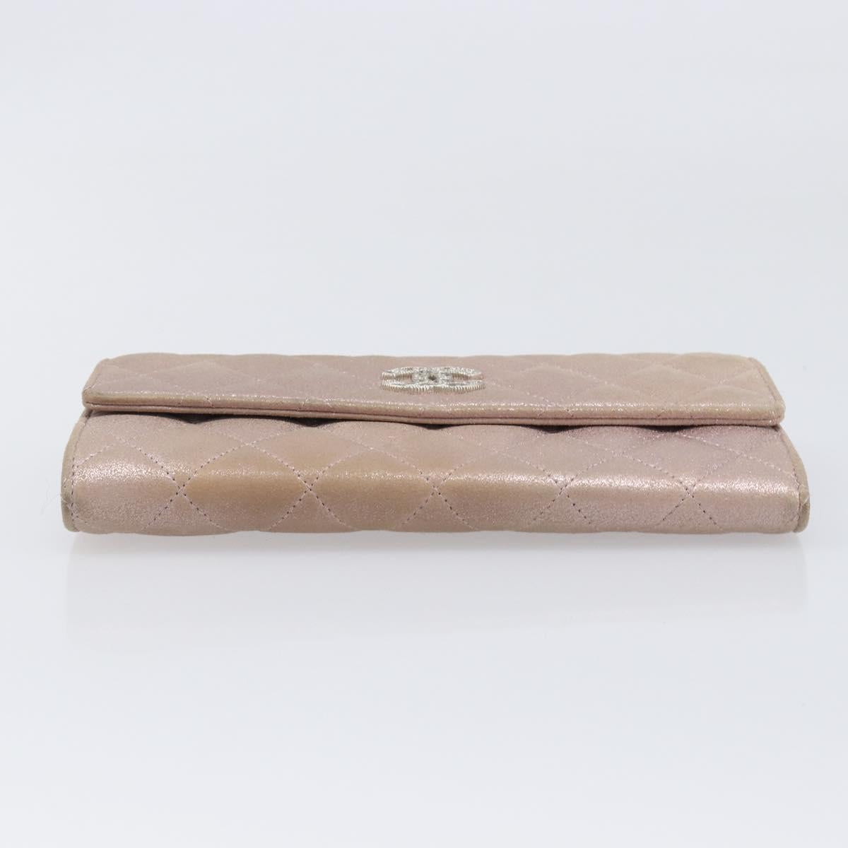 CHANEL Matelasse Wallet Canvas Pink Silver CC Auth 202732
