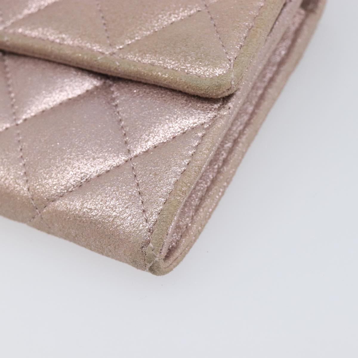 CHANEL Matelasse Wallet Canvas Pink Silver CC Auth 202732