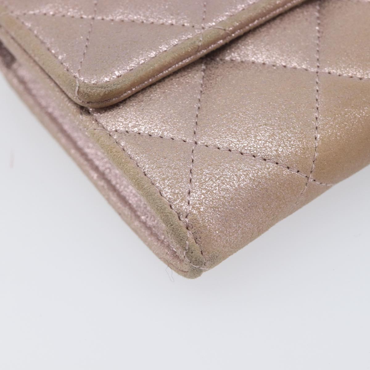 CHANEL Matelasse Wallet Canvas Pink Silver CC Auth 202732