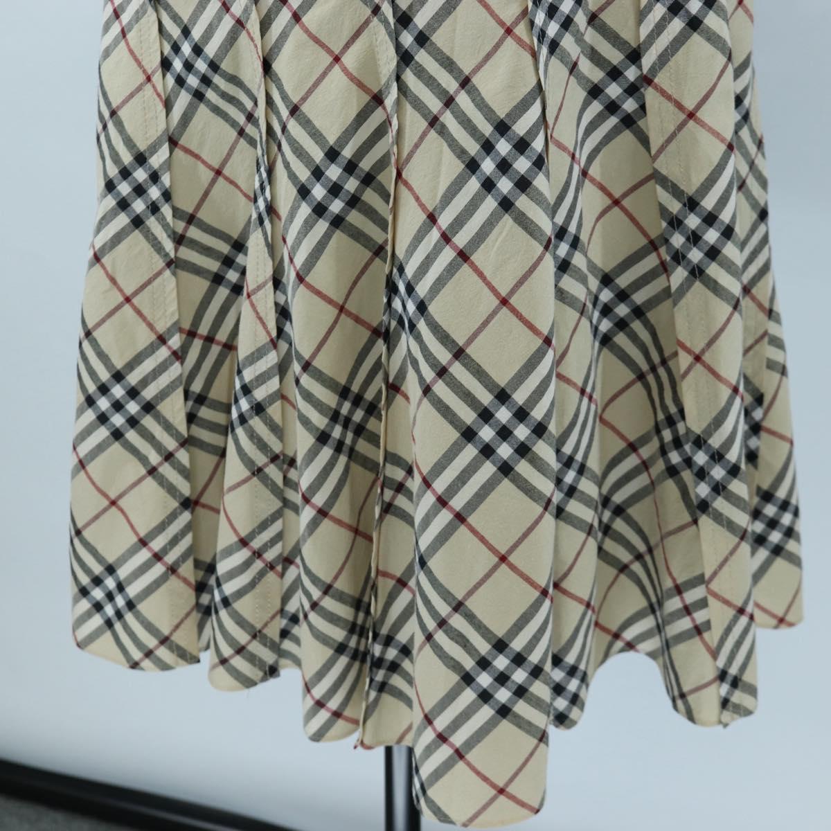 BURBERRY One Piece Nova Check Blue Label Polyester Cotton 36 Beige Auth 202734M