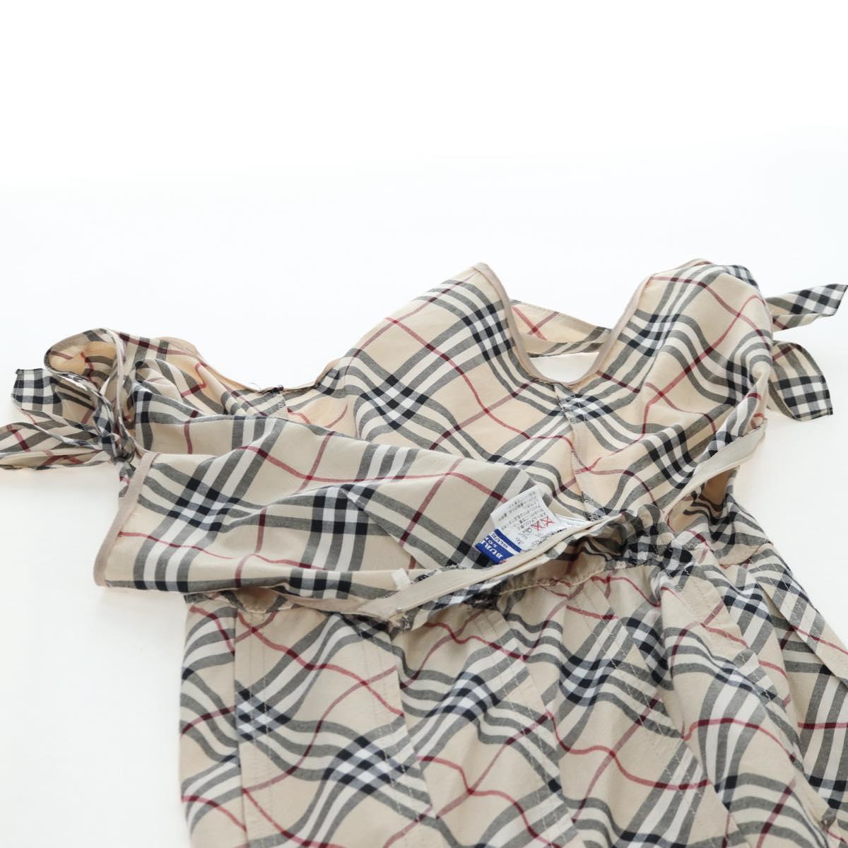 BURBERRY One Piece Nova Check Blue Label Polyester Cotton 36 Beige Auth 202734M