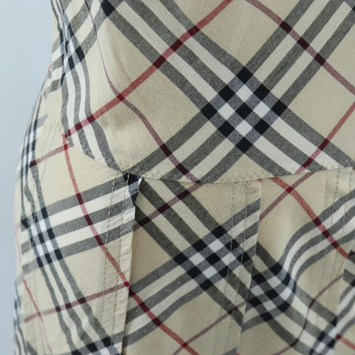 BURBERRY One Piece Nova Check Blue Label Polyester Cotton 36 Beige Auth 202734M