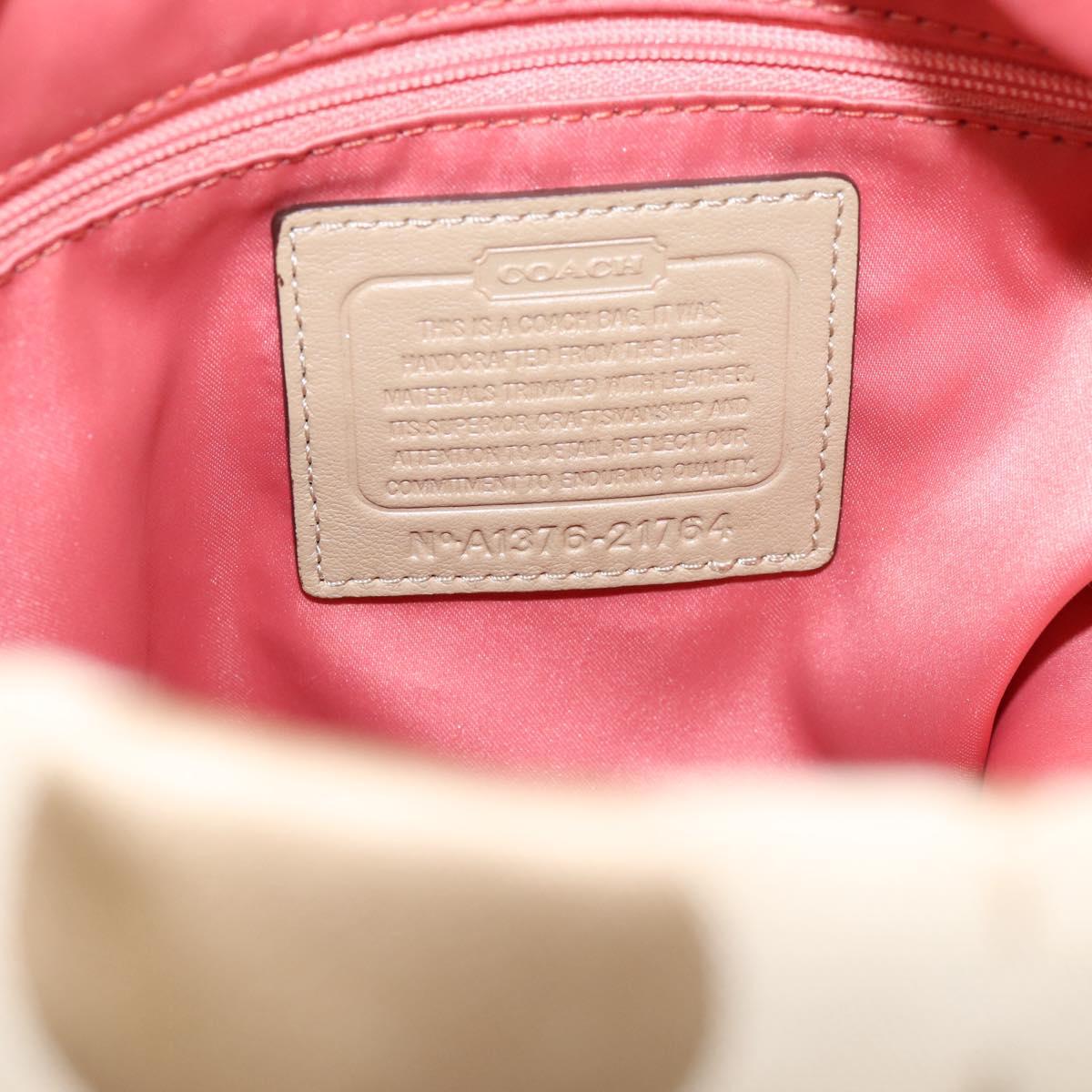 Coach Shoulder Bag Nylon 2way Beige Gold Auth 202750A