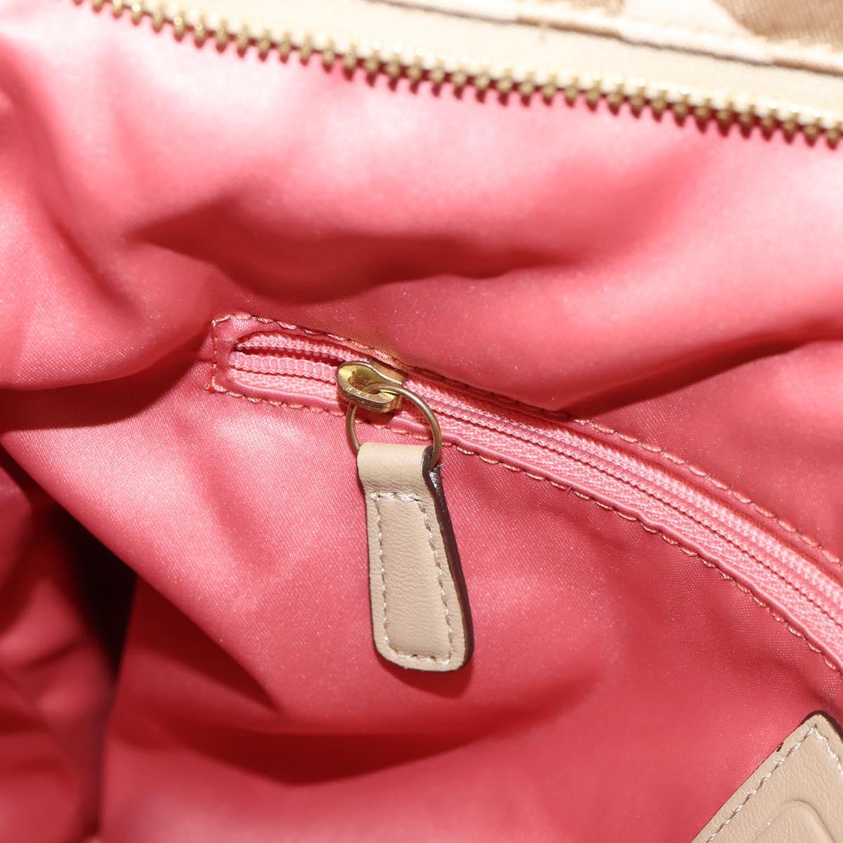 Coach Shoulder Bag Nylon 2way Beige Gold Auth 202750A
