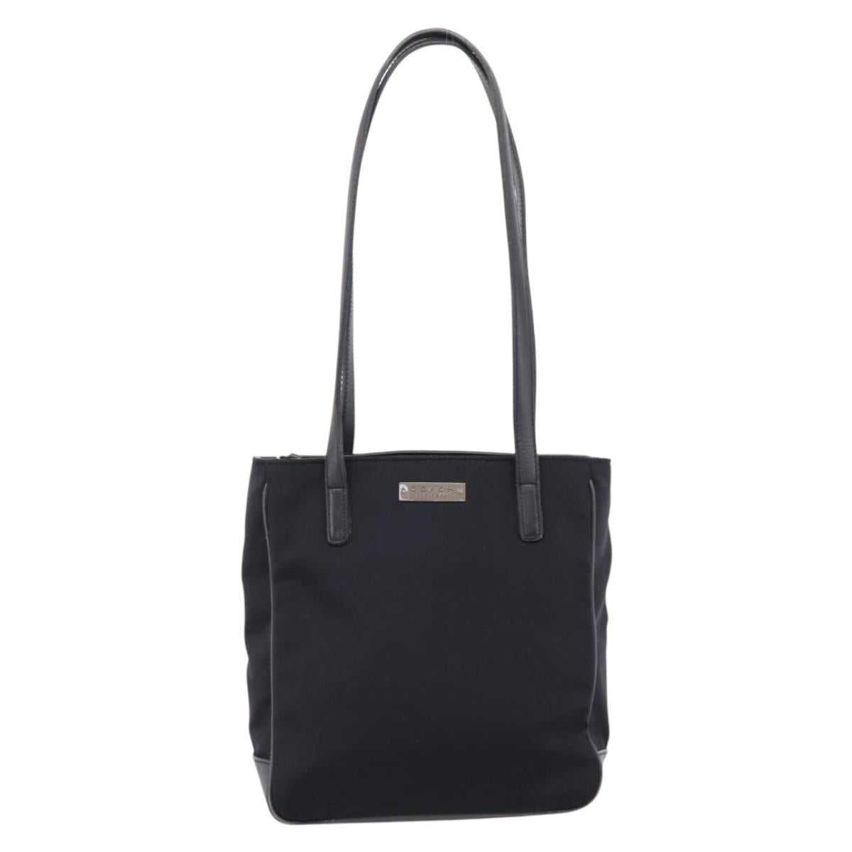 Coach Tote Bag Nylon Black Silver Auth 202757A