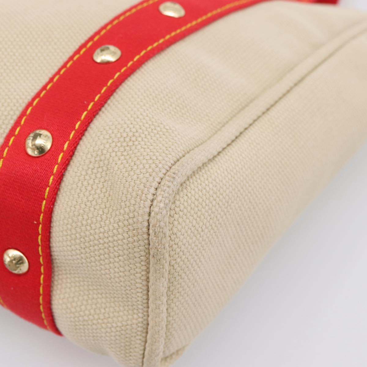 LOUIS VUITTON Antigua Cabas MM Tote Bag Beige Red M40035 LV Auth 202767