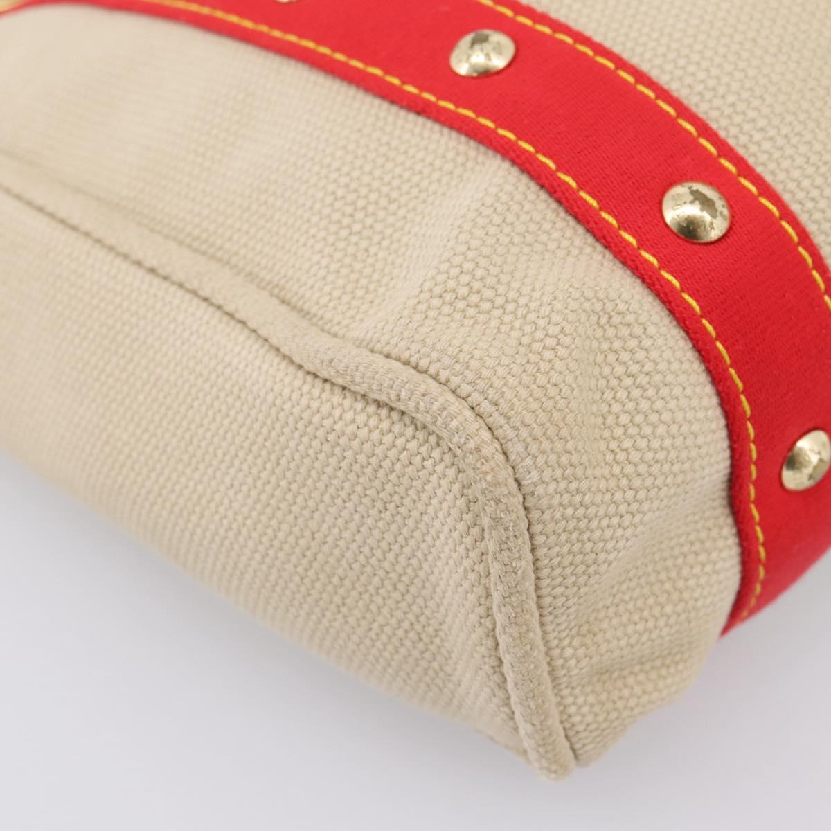LOUIS VUITTON Antigua Cabas MM Tote Bag Beige Red M40035 LV Auth 202767