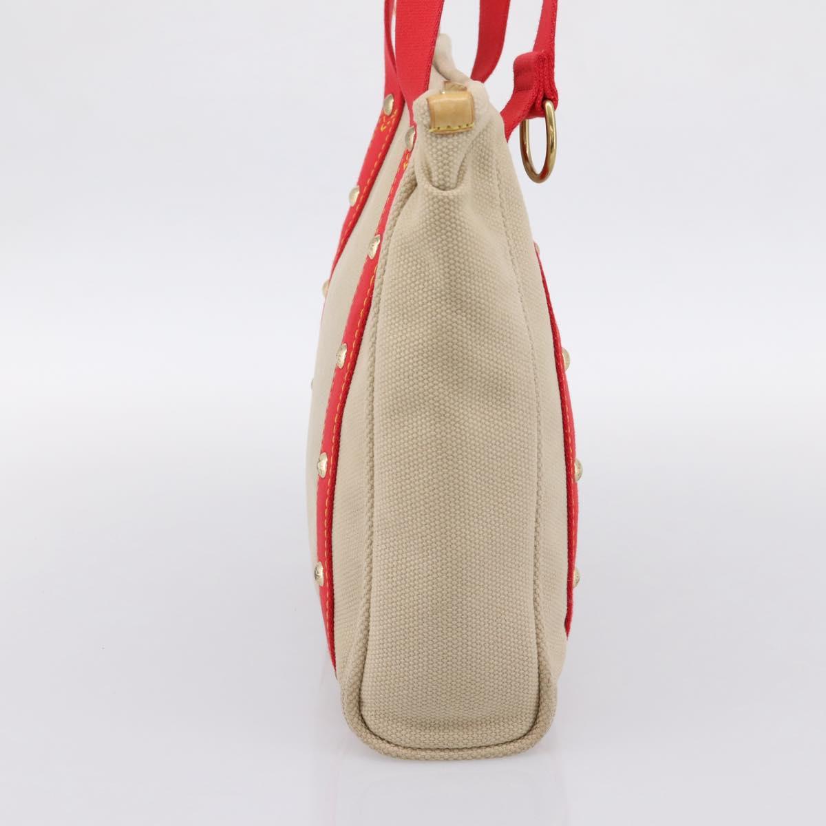 LOUIS VUITTON Antigua Cabas MM Tote Bag Beige Red M40035 LV Auth 202767