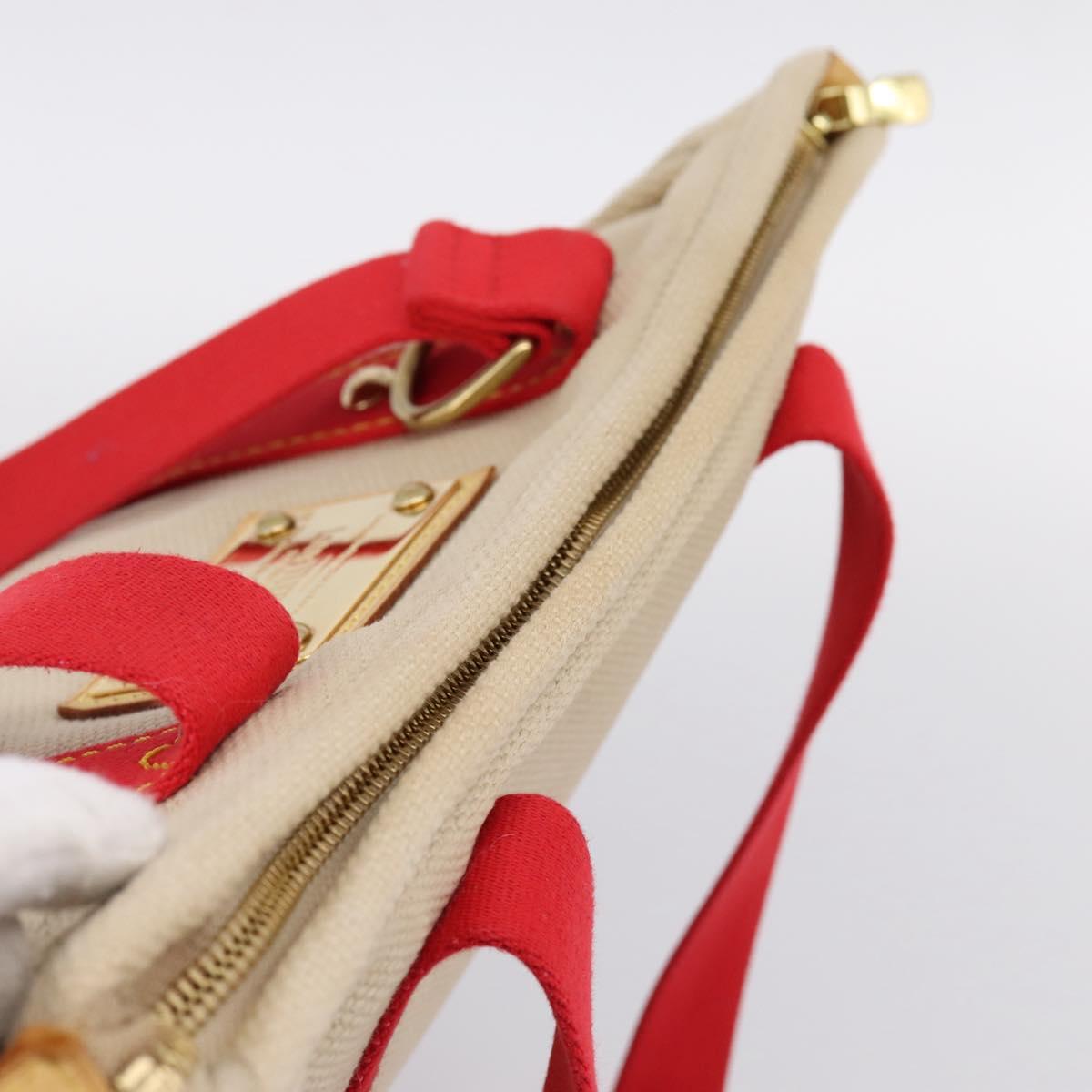 LOUIS VUITTON Antigua Cabas MM Tote Bag Beige Red M40035 LV Auth 202767
